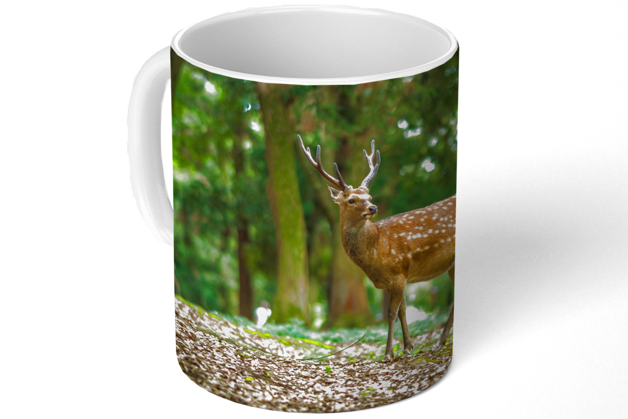 MuchoWow Tasse Rotwild - Wald - Tier, 1-tlg., Keramik, Kaffeetassen, Teetasse, Becher, Kaffeebecher, Geschenk