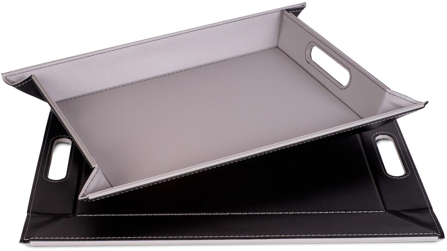 freeform Tablett, Kunstleder, (1-tlg), mit Doppelfunktion, 35 x 45 cm grau/schwarz