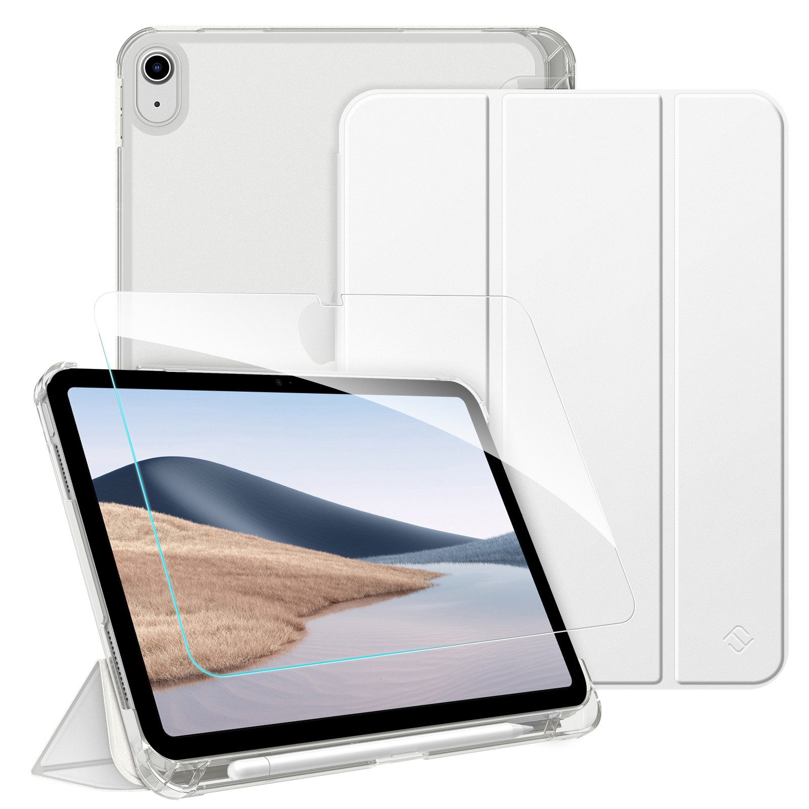 Fintie Tablet-Hülle für iPad 11 Generation 11'' 2025 (A16), iPad 10 Generation 10.9'' 2022, mit Schutzfolie-ultradünne transparente Rückseite Case mit Stifthalter