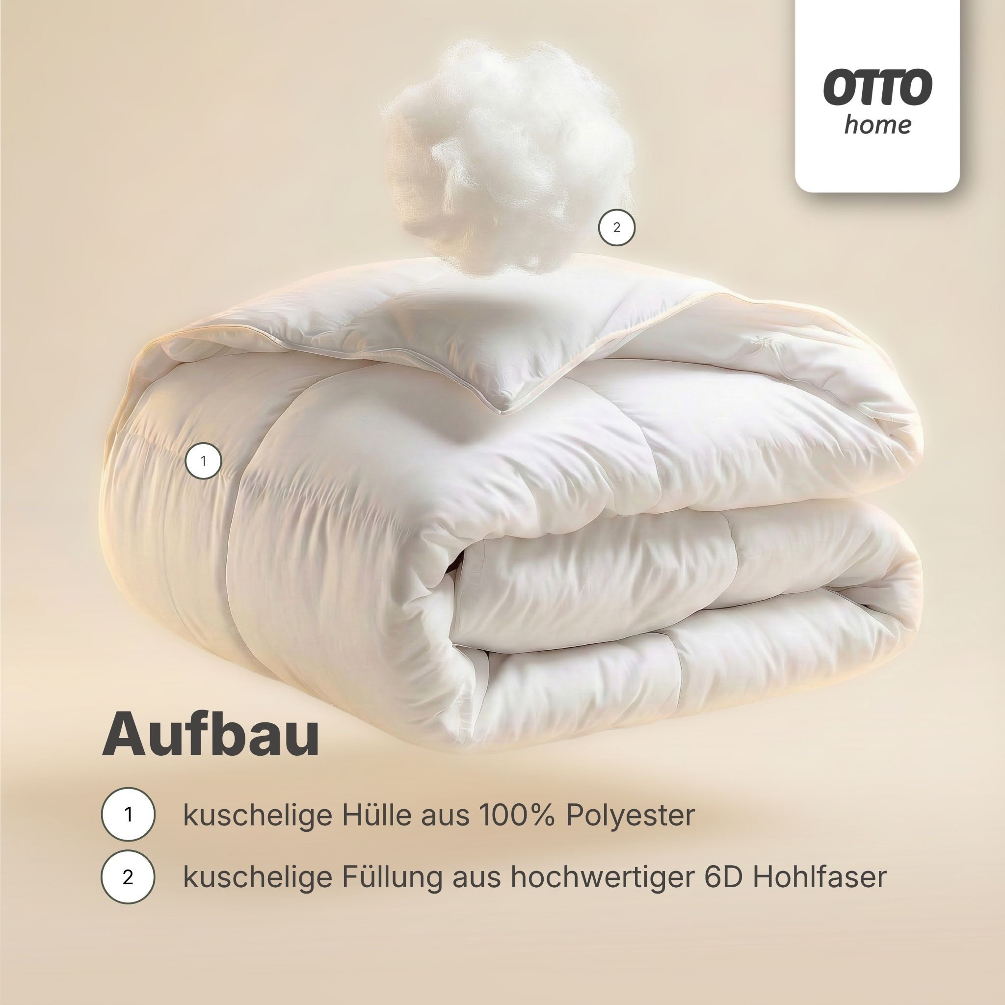 OTTO home Microfaserbettdecke Baca, Bettdecke 135x200 cm, 155x220 cm und weitere Größen, Füllung: aus hochwertiger 6D-Hohlfaser, Bezug: Polyester, Bettdecken, Sommer, Winter, 4-Jahreszeiten, Decke