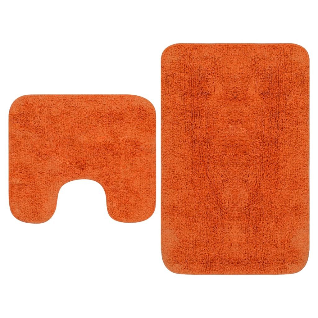 Badematte Orange Badematten Set 2-tlg Stoff Orange Badevorleger Badeteppich