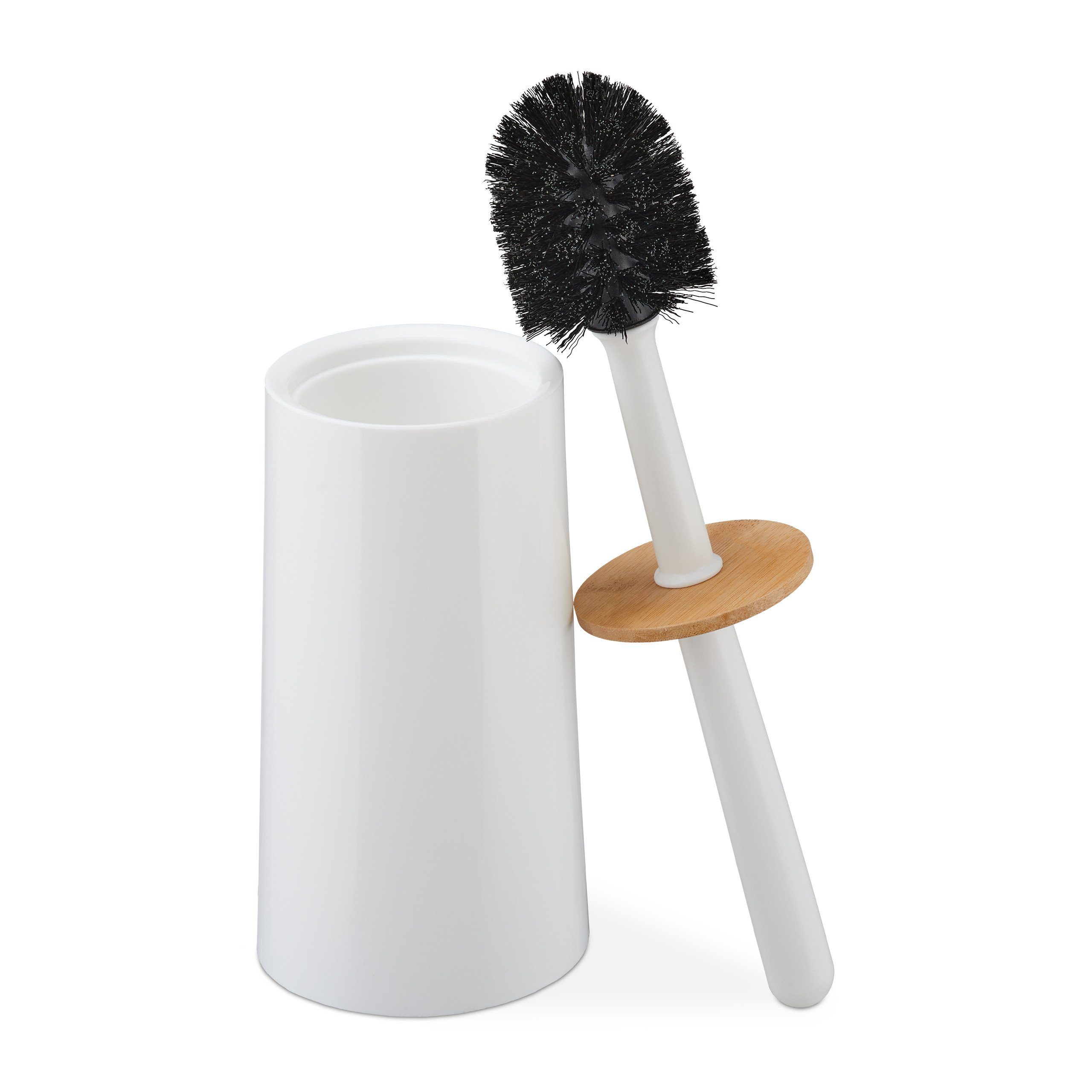relaxdays WC-Reinigungsbürste Toilettenbürste mit Behälter, Gäste-WC, Badezimmer, (2-tlg), weiß