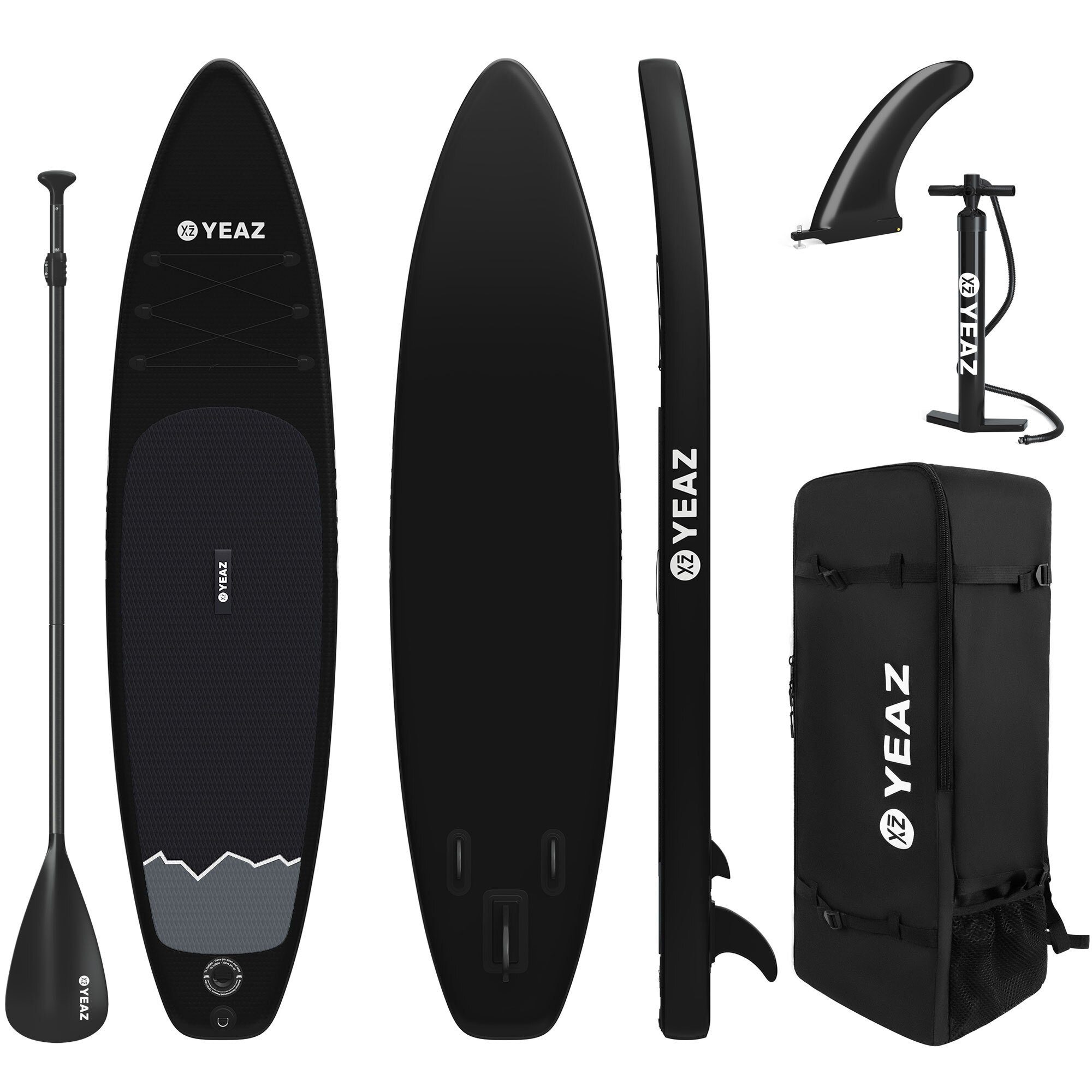 YEAZ Inflatable SUP-Board NELIO - EXOTRACE - SET SUP Board und Kit, Inflatable SUP Board, (Set), inkl. Zubehör wie Paddel, Handpumpe und Rucksack