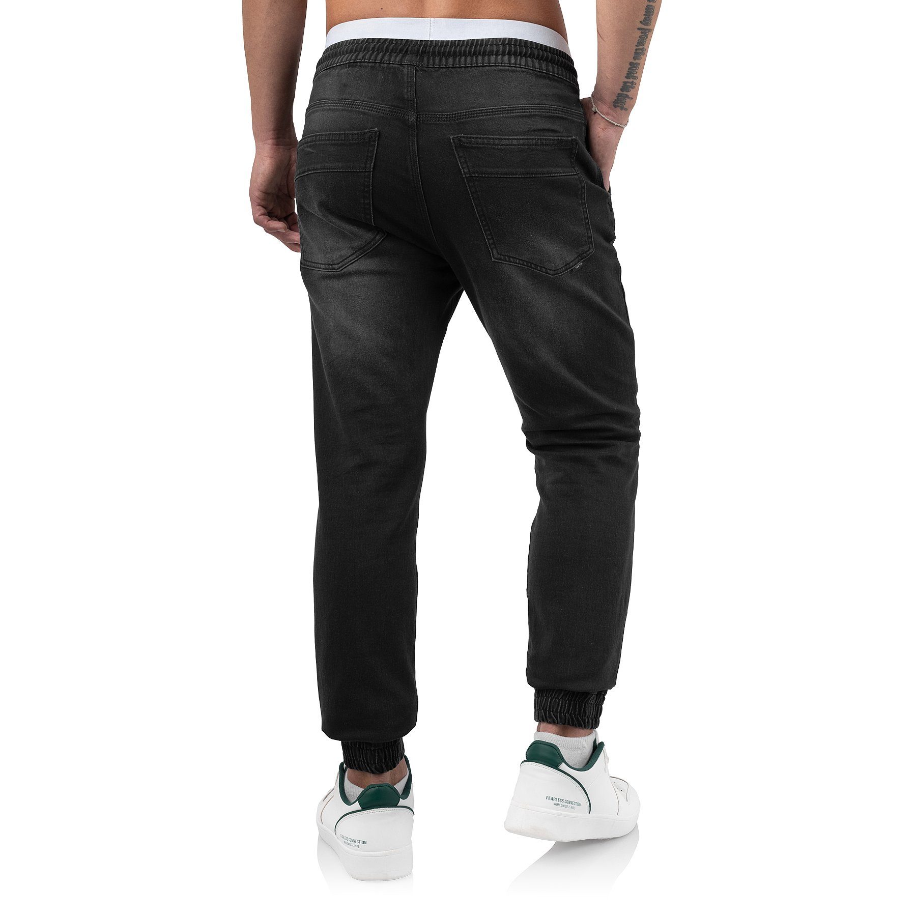 Indicode Schlupfhose Oltjon bequeme lässige Freizeithose in Jeansoptik mit elastischem Bund