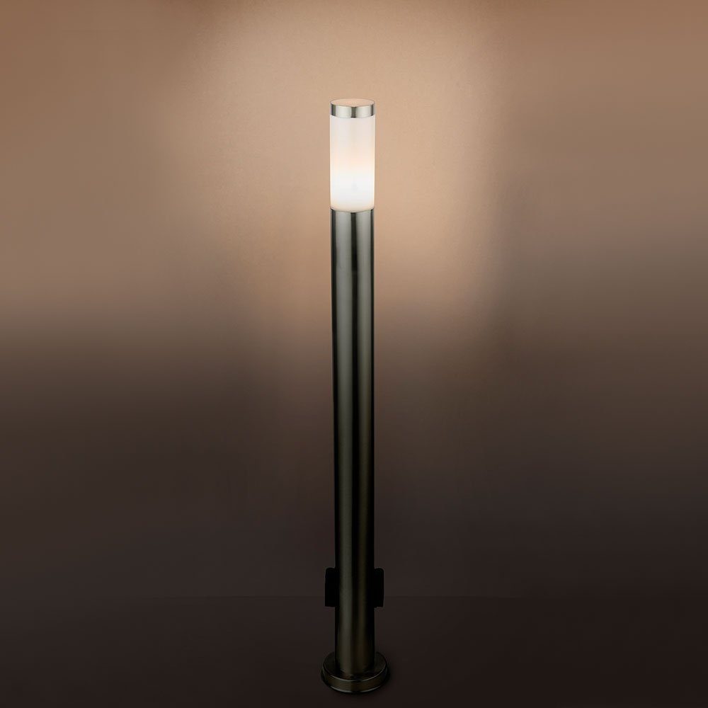 2-Fach Strom LED etc-shop Set 2er Watt Warmweiß, Energie Outdoor inklusive, Leuchtmittel 7 Außen-Stehlampe, Verteiler Steckdosen LED