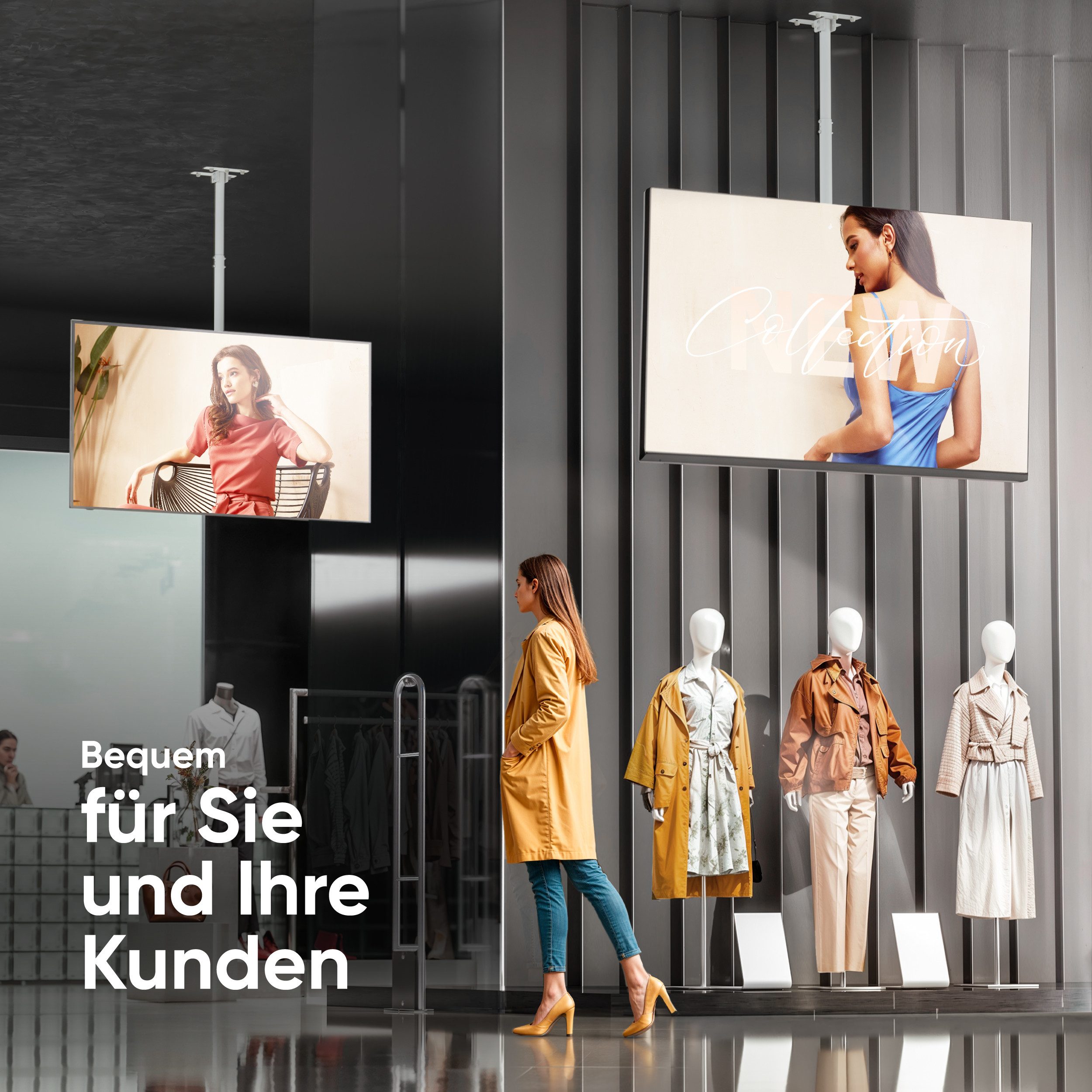 ONKRON TV-Deckenhalterung 32-80 Zoll, bis 68 kg, VESA 100x100-600x400, N1L-W, (bis 80,00 Zoll, schwenkbar, neigbar, höhenverstellbar, Kabelmanagement) – Bild 5 von 5