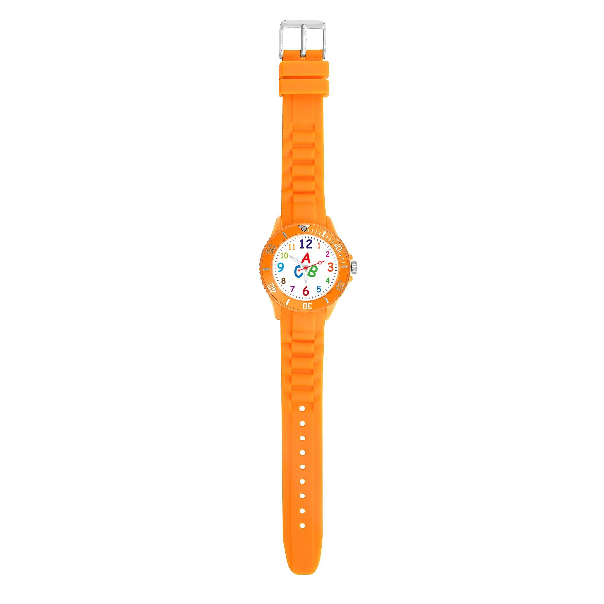 Taffstyle Quarzuhr Kinder Armbanduhr Silikon Lernuhr Zahlen Uhr Bunt, Bunte ABC Silikonuhr Farbige Sportuhr Kinderuhr 34mm Analog Quarz