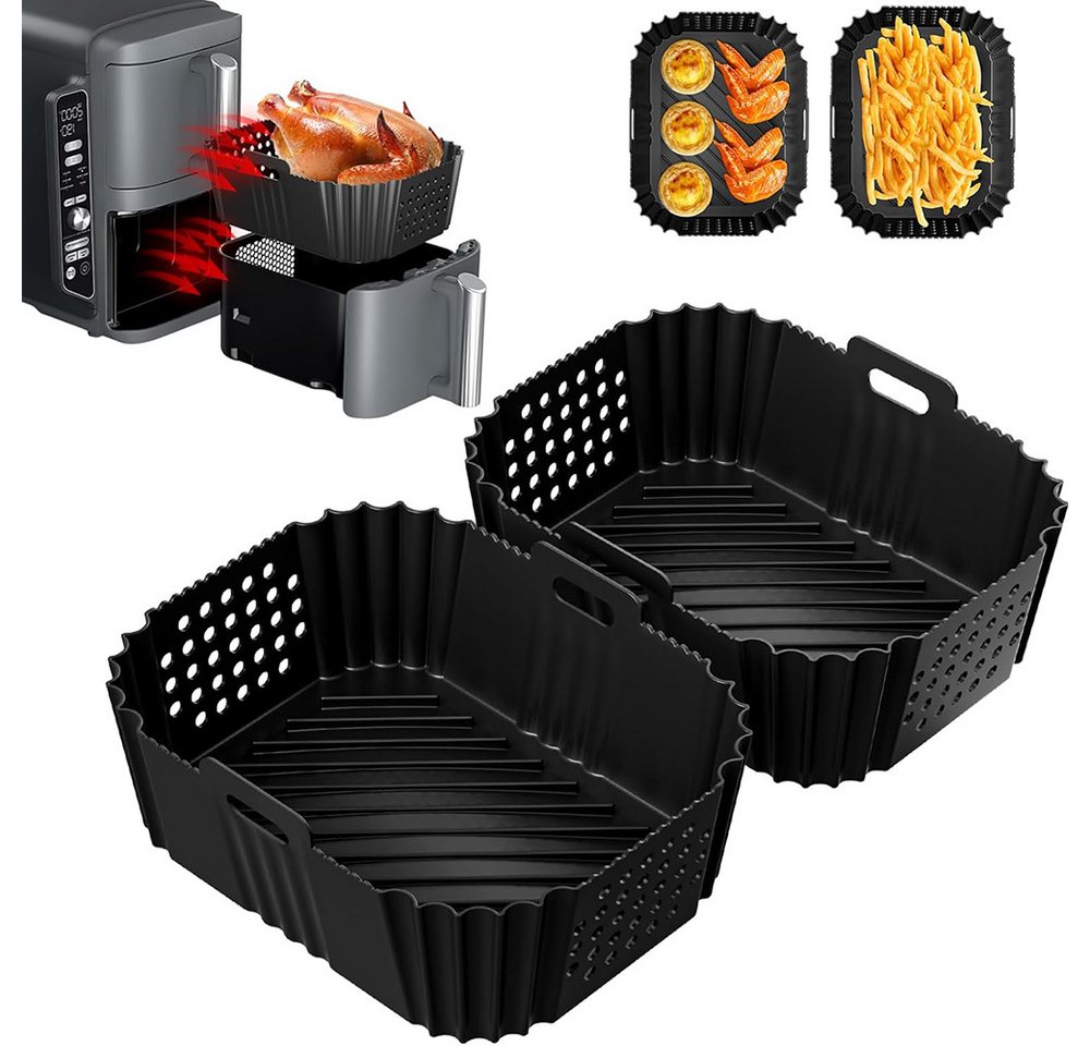 Agger Silikonform 2 Stück Airfryer Zubehör Heißluftfritteuse Silikonform, für Ninja Double Stack XL SL400EU