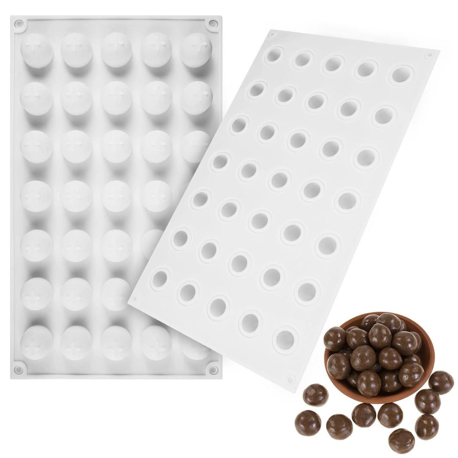 LuxusKollektion Pralinenform Backform Kugel Silikon 35 Löcher Ø2cm, (2-tlg)