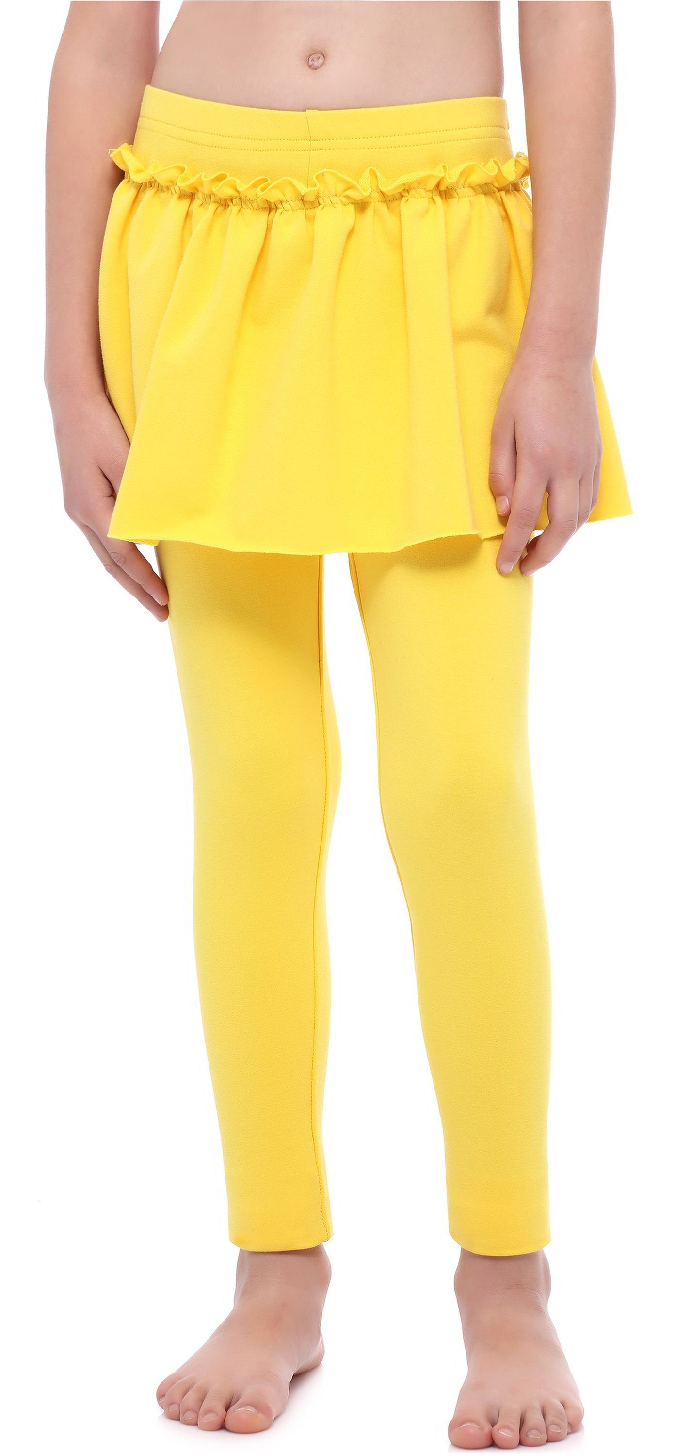 Merry Style Leggings Mädchen Lange Leggings aus Baumwolle mit Rock MS10-255 (1-tlg) elastischer Bund Gelb
