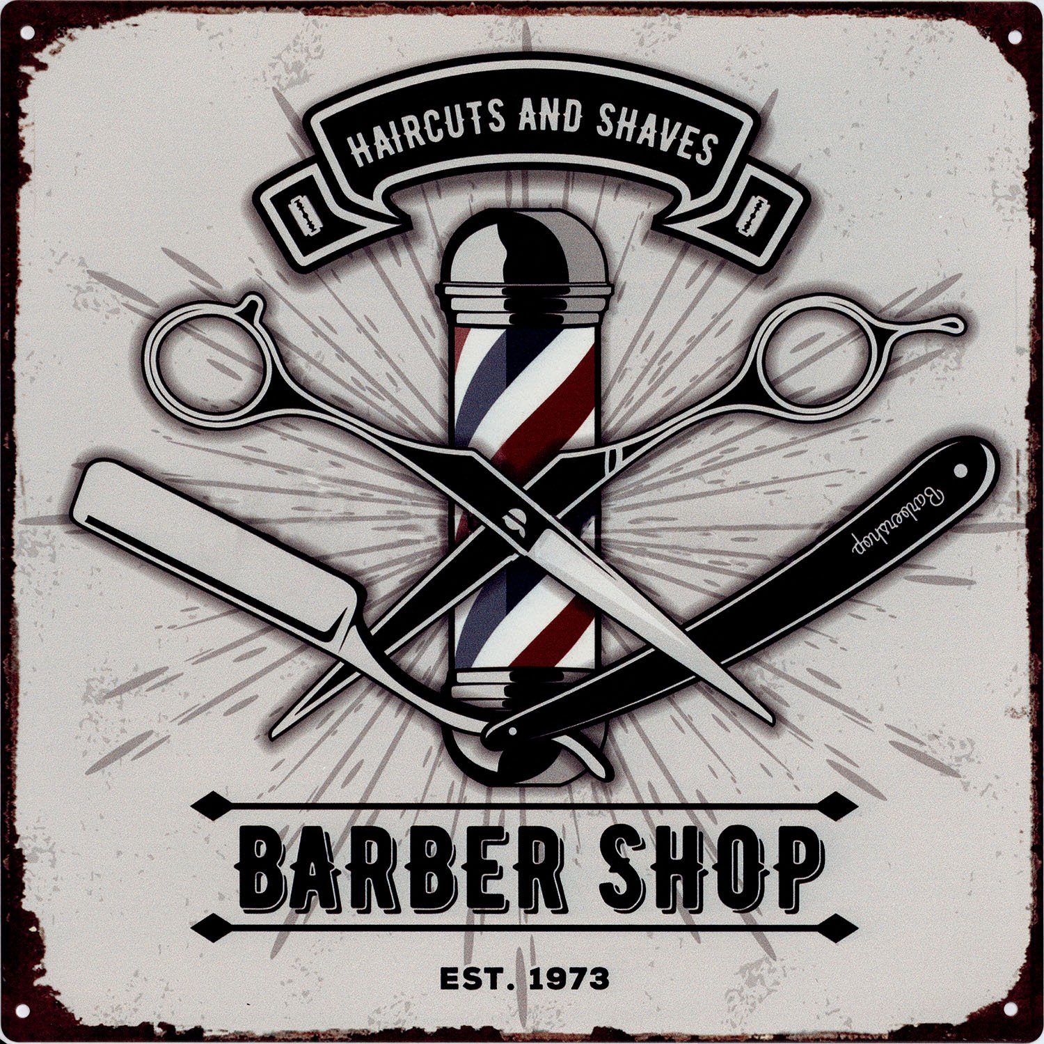 Metallschild Blechschild Barber Shop Frisuer Laden