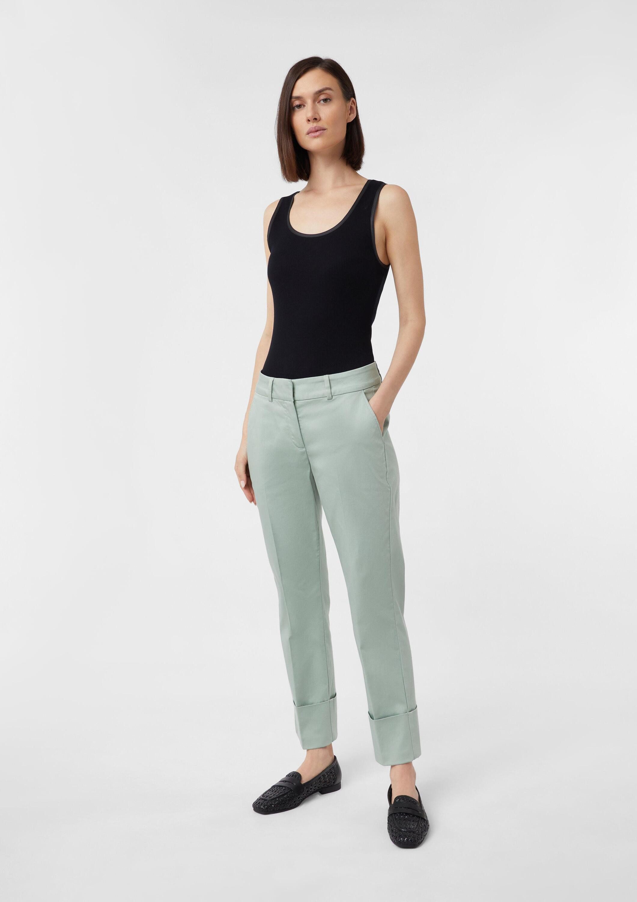 comma 7/8-Hose Hose Baumwollsatin-Hose mit Straight Leg und breitem Saumaufschlag