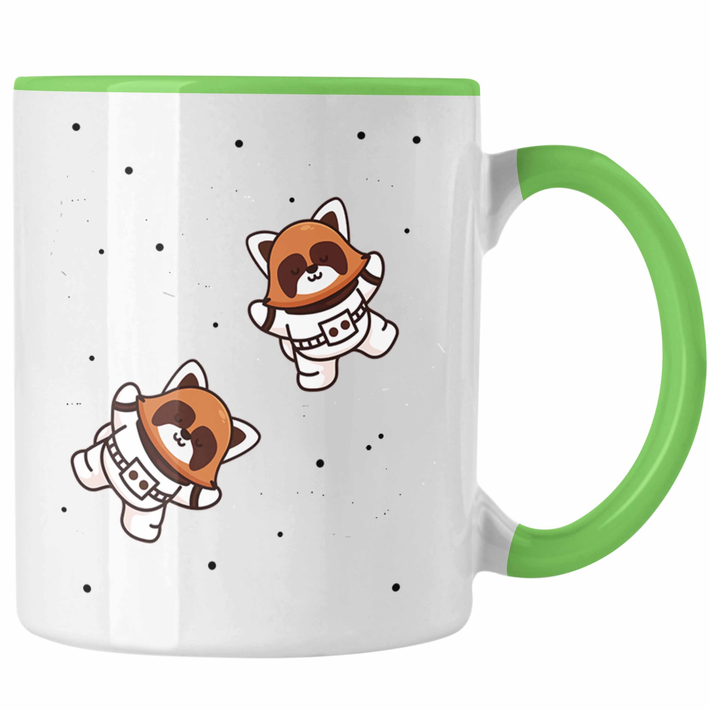 Trendation Tasse Trendation - Roter Panda Tasse Galaxie Kinder Geschenkidee für Jungs Mädchen Lustige Grafik Grün