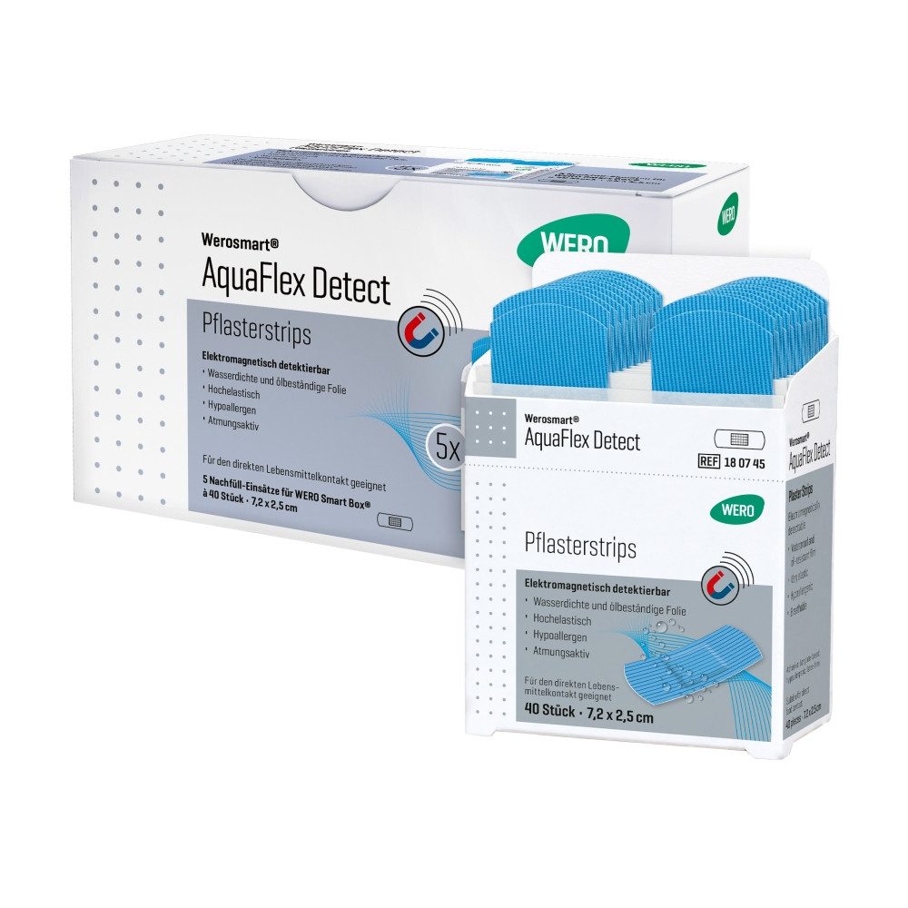 Werosmart® Wundpflaster AquaFlex Detect Wundpflaster (5 Einsätze, 200 St), Pflasterstrips