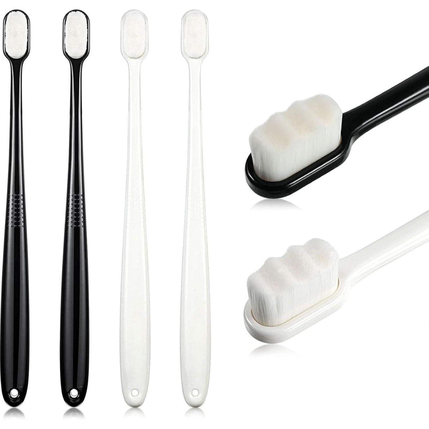 Boao Zahnbürste 4er Set Soft Micro Nano Handzahnbürste Extra Weiche Borsten - 20.000