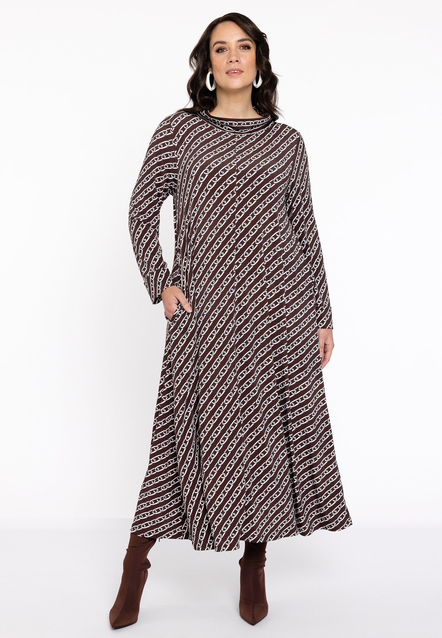 YOEK A-Linien-Kleid Damen Kleid Große Größen mit langen Ärmeln