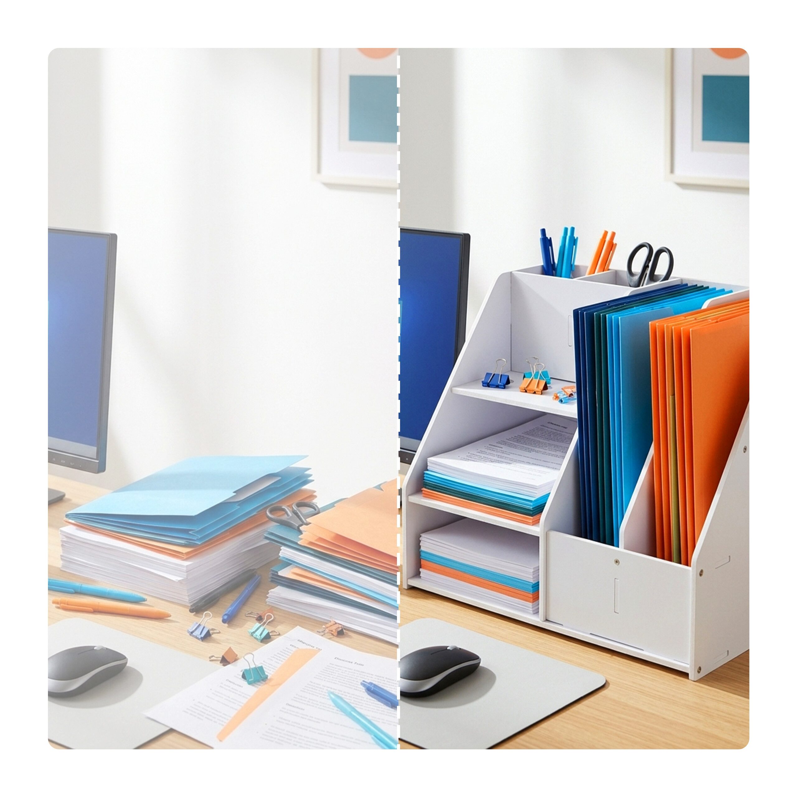relaxdays Briefablage Schreibtisch Organizer DIN A4 (1-St), weiß – Bild 5 von 5