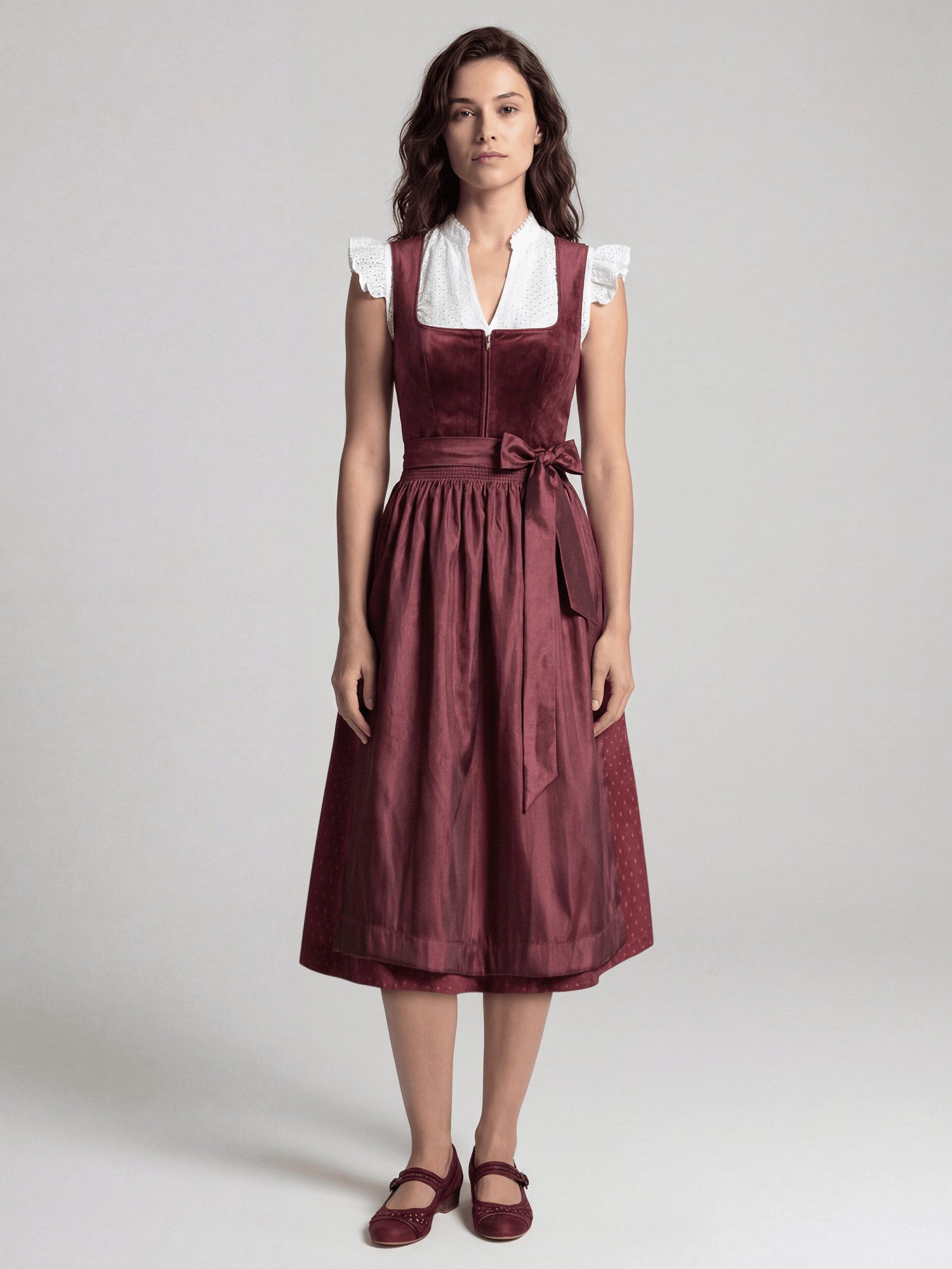 Dirndl FC Bayern München, Dirndl Samt, Damen, Bordeaux