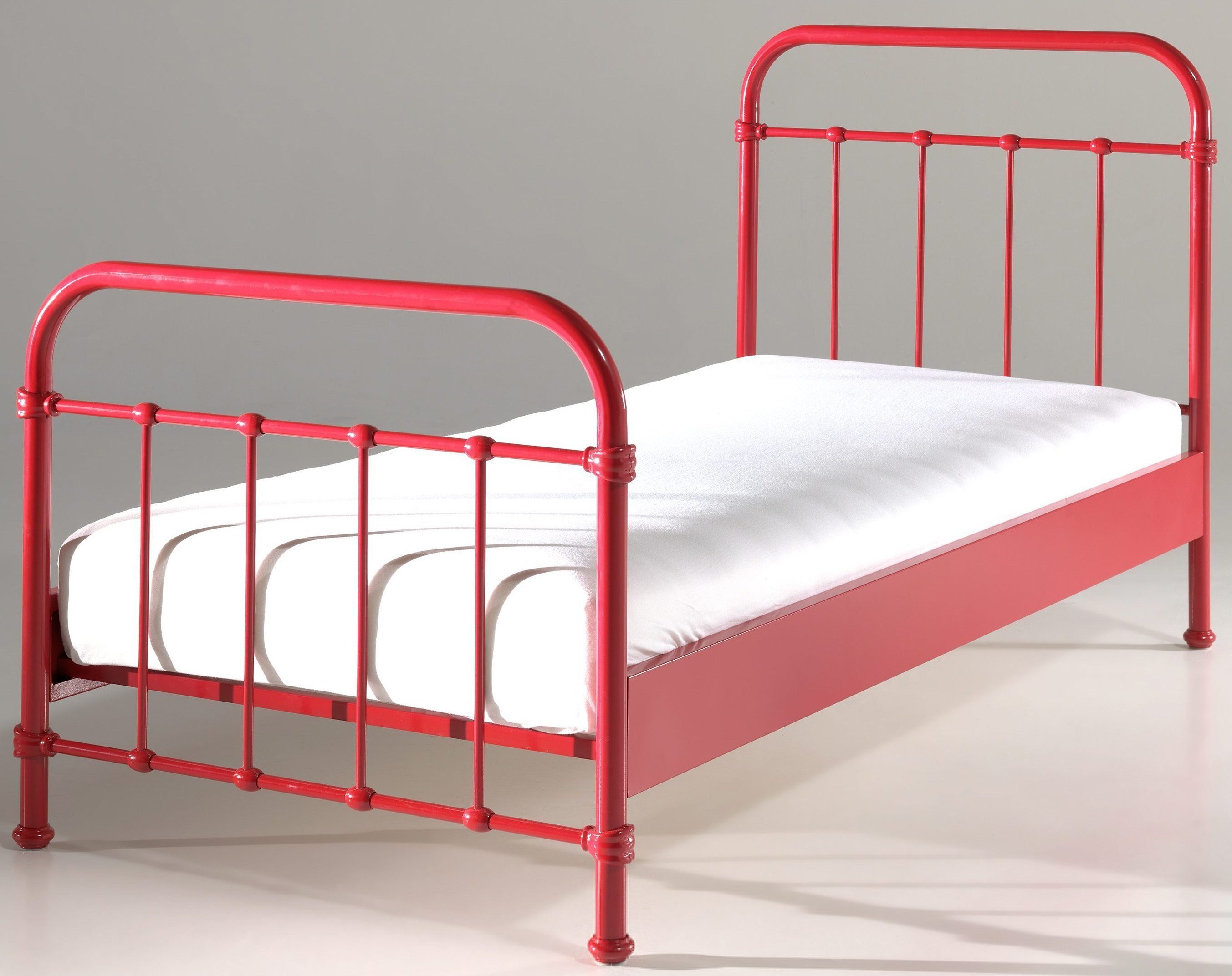 Vipack Einzelbett New York, Bettgestell Metall, pulverbeschichtet, in zeitlosem Design (H/T ca. 100x210cm, inkl. Lattenrost, sehr stabil gebaut), zwei Breiten und mehrere Farben zu Auswahl