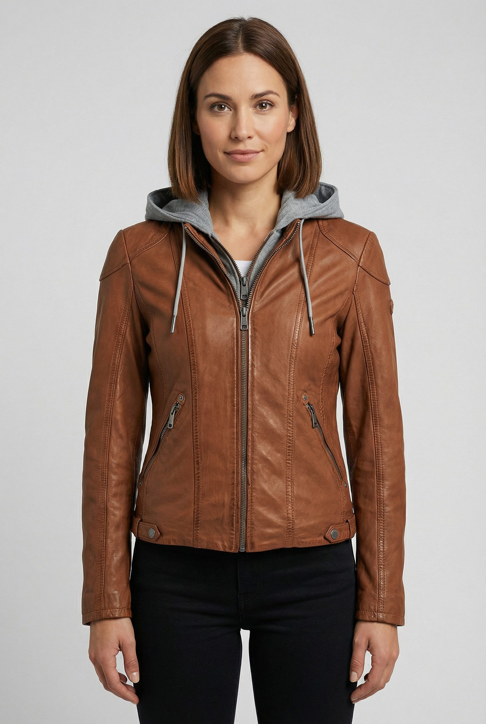 Mauritius Lederjacke MWAmmy mit abnehmbarer Kapuze