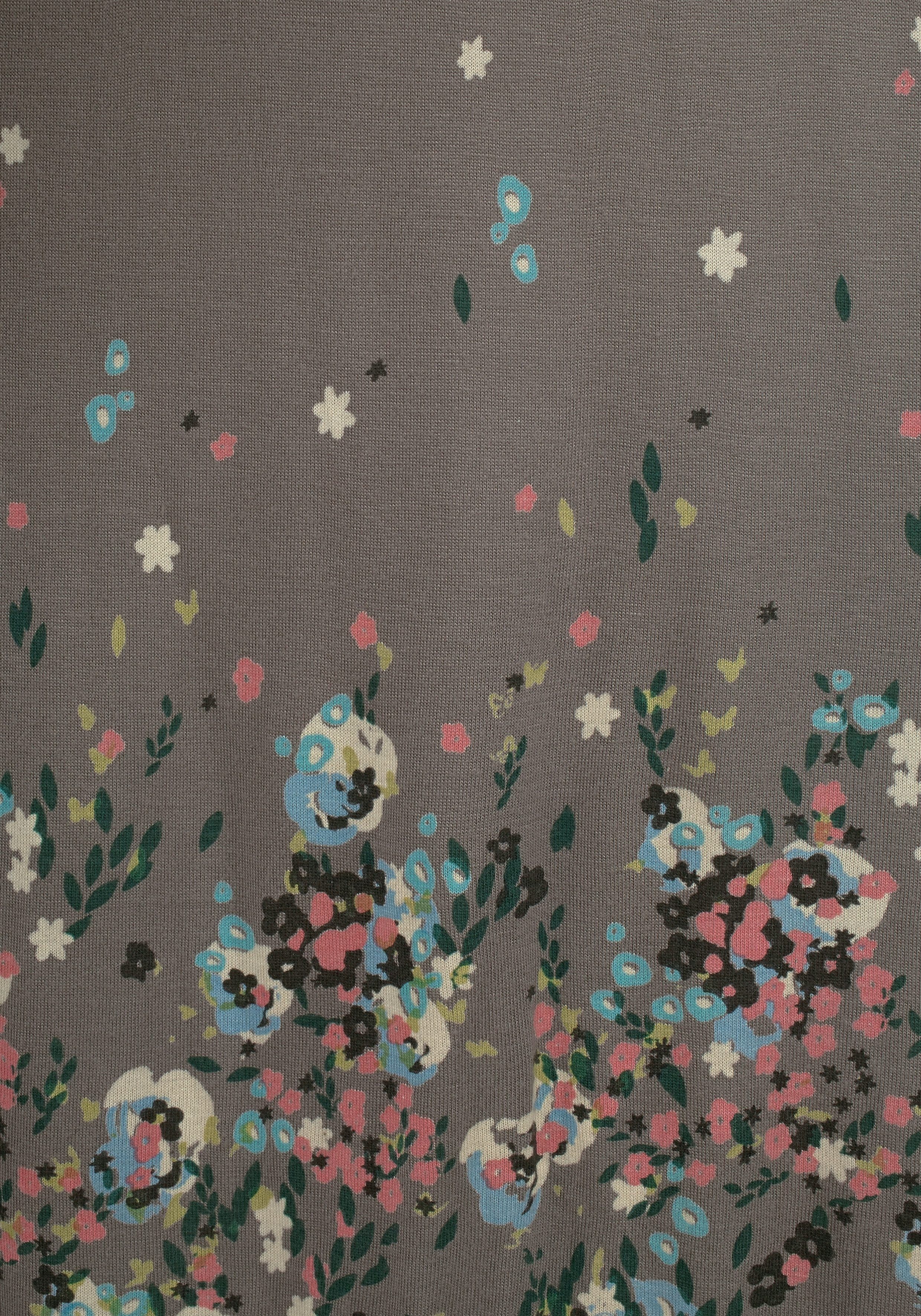 Beachtime by Lascana Strandkleid mit Blumenprint am Saum, lockeres Hängerchenkleid mit Zierfalten Leichtes Sommerkleid aus Viskose, Jerseykleid, A-Linien-Kleid, casual