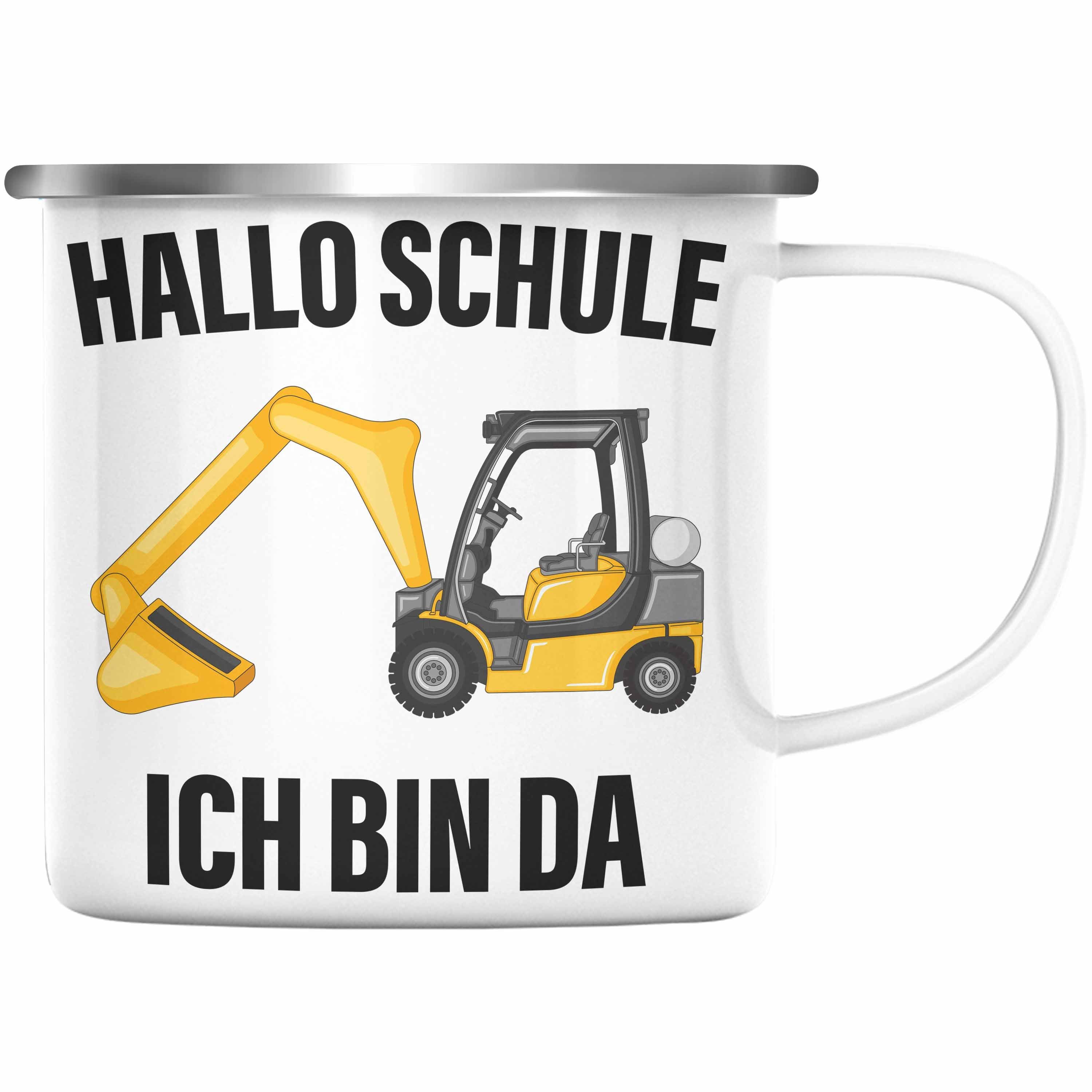 Einschulung Schulanfang Trendation Thermotasse Schulkind Schultag für Füllung Tasse Schulstart Silber Geschenkidee 1. Junge Jungs - Geschenk Schuleinführung Schultüte Trendation Emaille