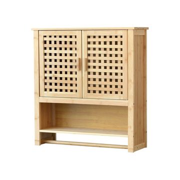 en.casa Hängeschrank Borlänge Bambus-Badschrank 66x62x20cm Natur, 2 Türen stehend 66 x 62 x 20 cm