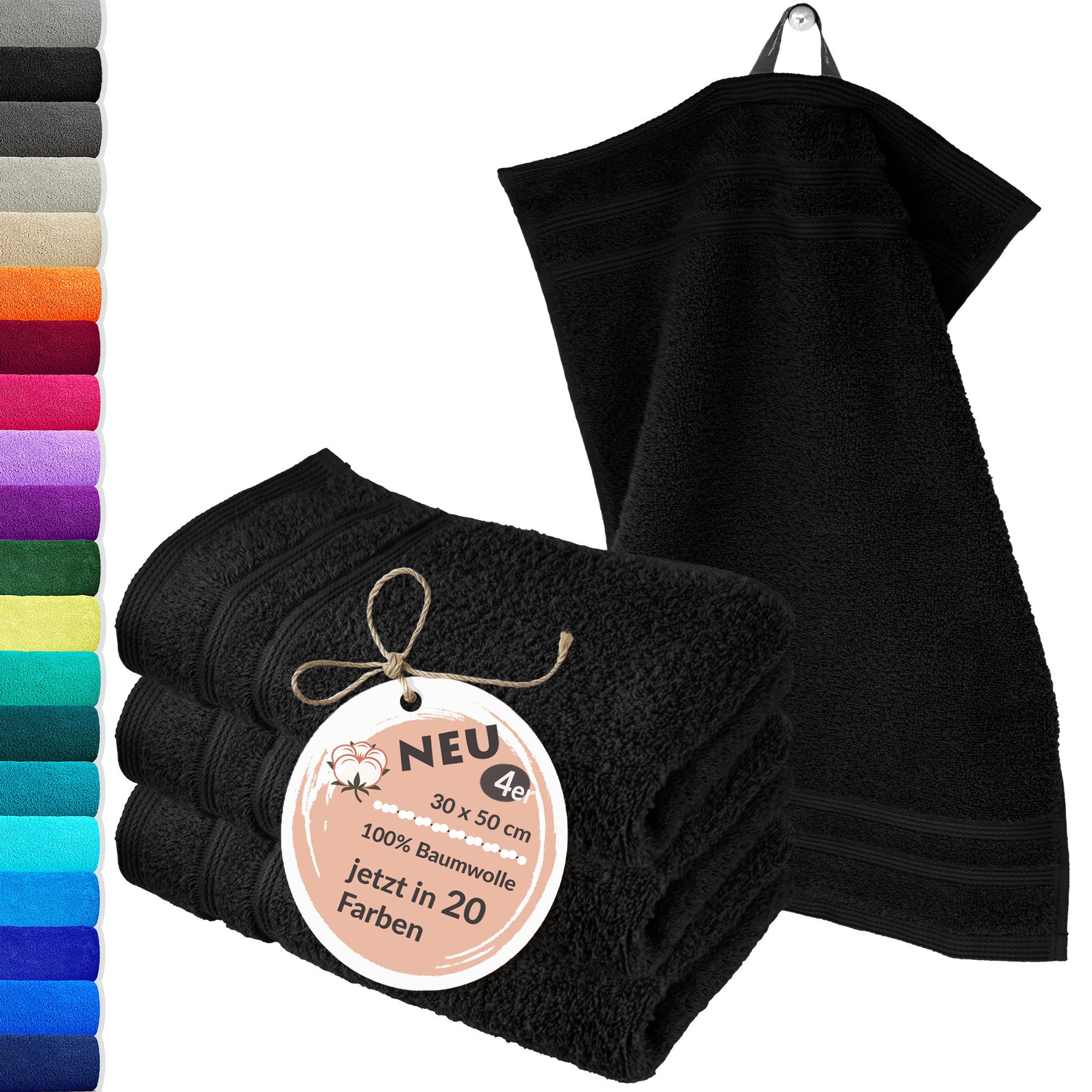 Lashuma Gästehandtücher Set London, Frottee (Spar-Set, 4-St), kleine Frottee Premium Handtücher 30x50 cm für Kinder, Bad, Gäste, WC