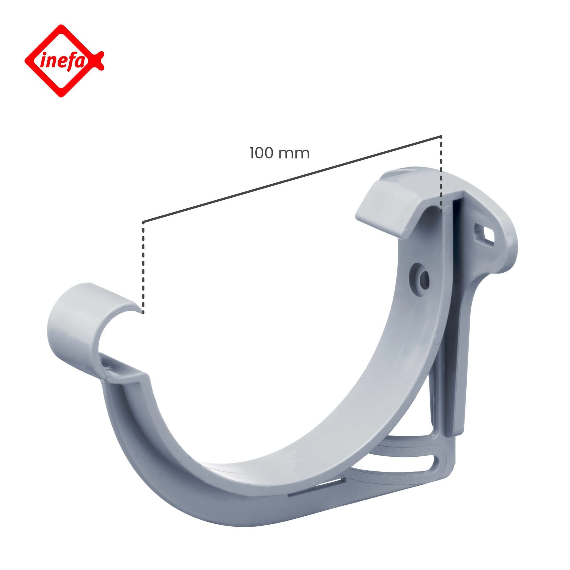 INEFA Dachrinne Stirnbretthalter, Rinnenhalter halbrund, NW 100. 1 Stück, Dachrinnenhalter, kunststoffbeschichtet, Made in Germany