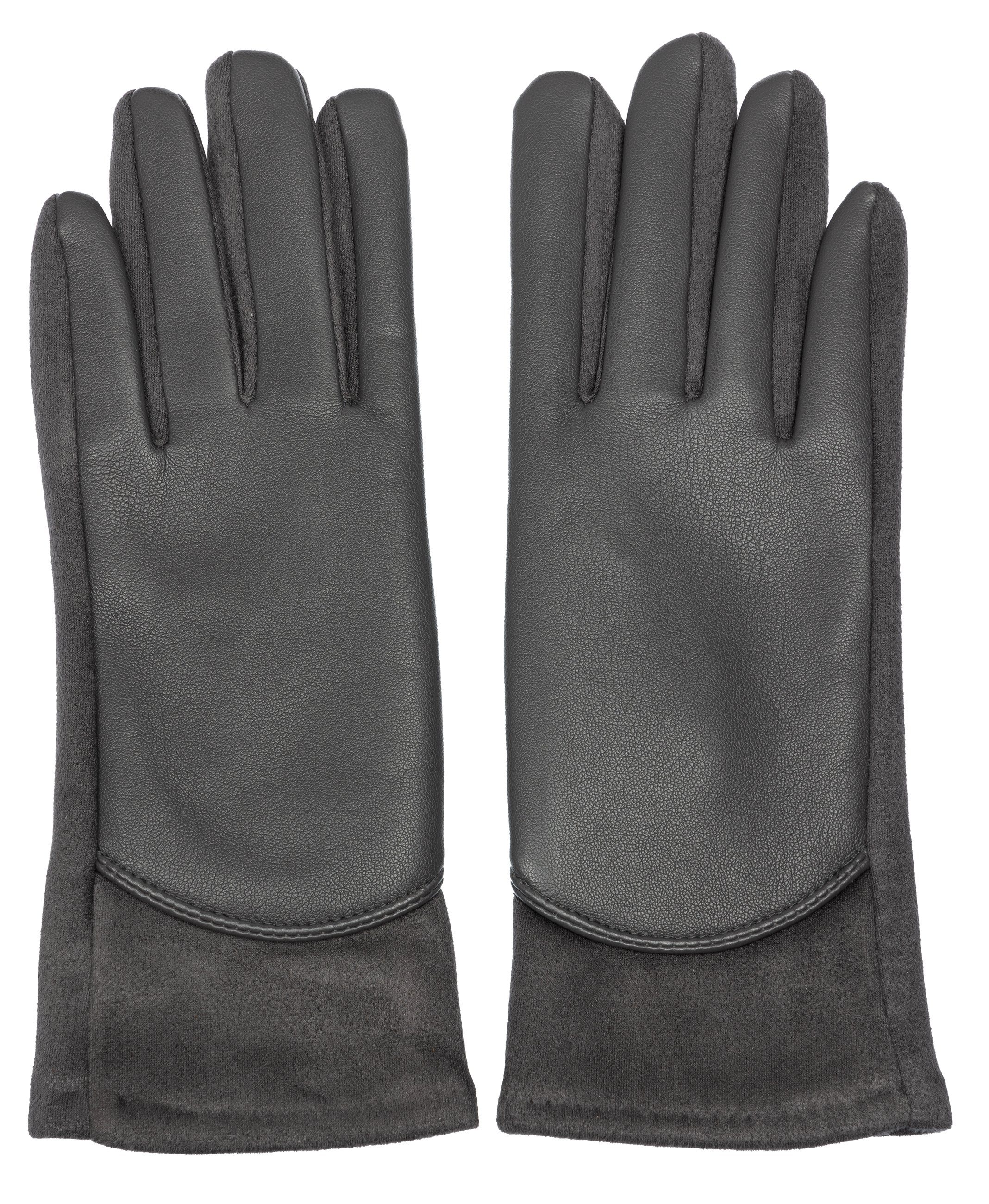 Handschuhe elegante GLV016 dunkelgrau Damen Caspar uni Strickhandschuhe klassisch