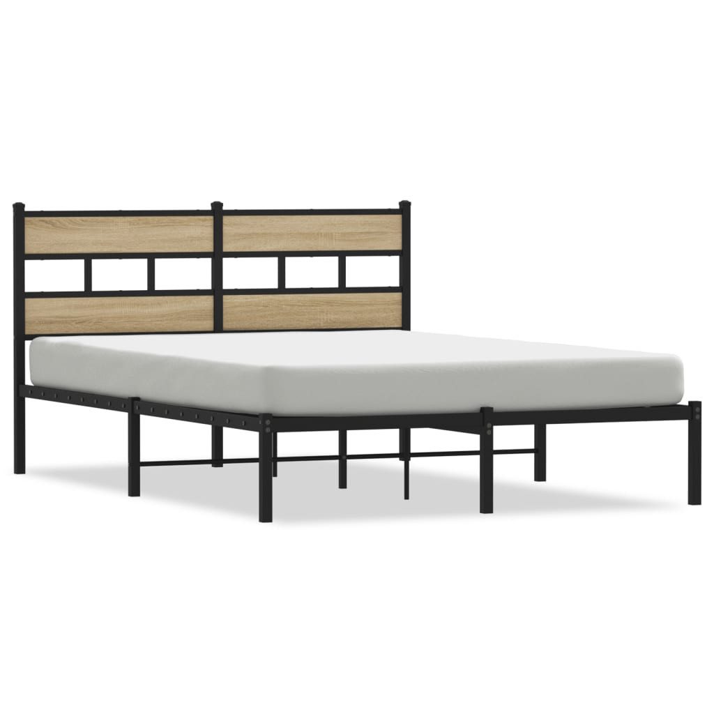 vidaXL Bett Metallbett ohne Matratze Sonoma-Eiche günstig online kaufen