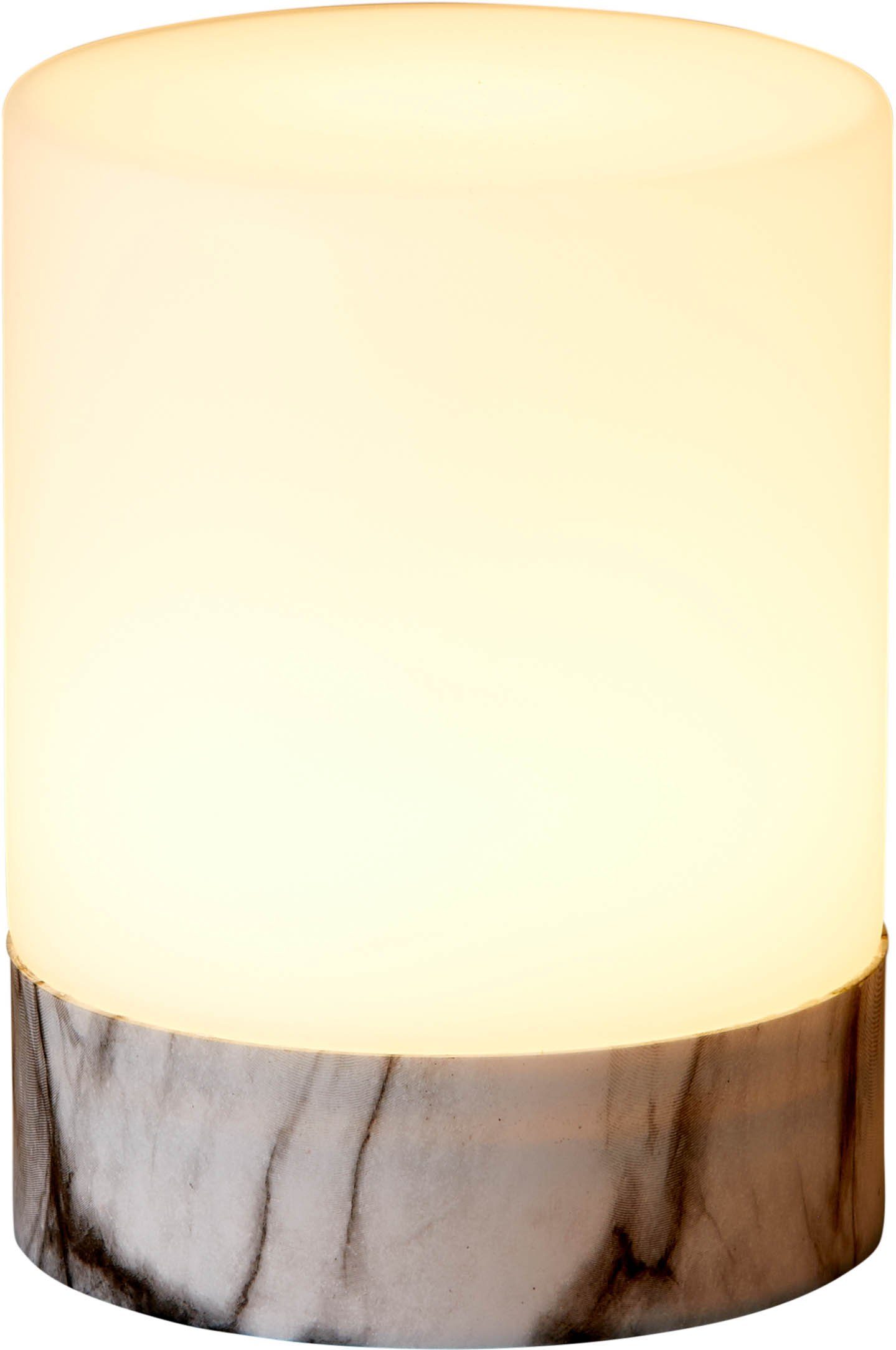 Akku Marmor Tischlampe warmweiß Northpoint integriertem Tischleuchte Glas aus Nachttischlampe mit Outdoor LED