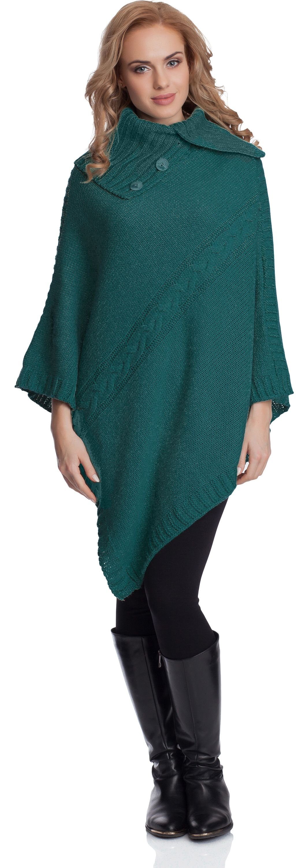 Merry Style Strickponcho Damen Poncho 2V3T1 Dunkelgrün