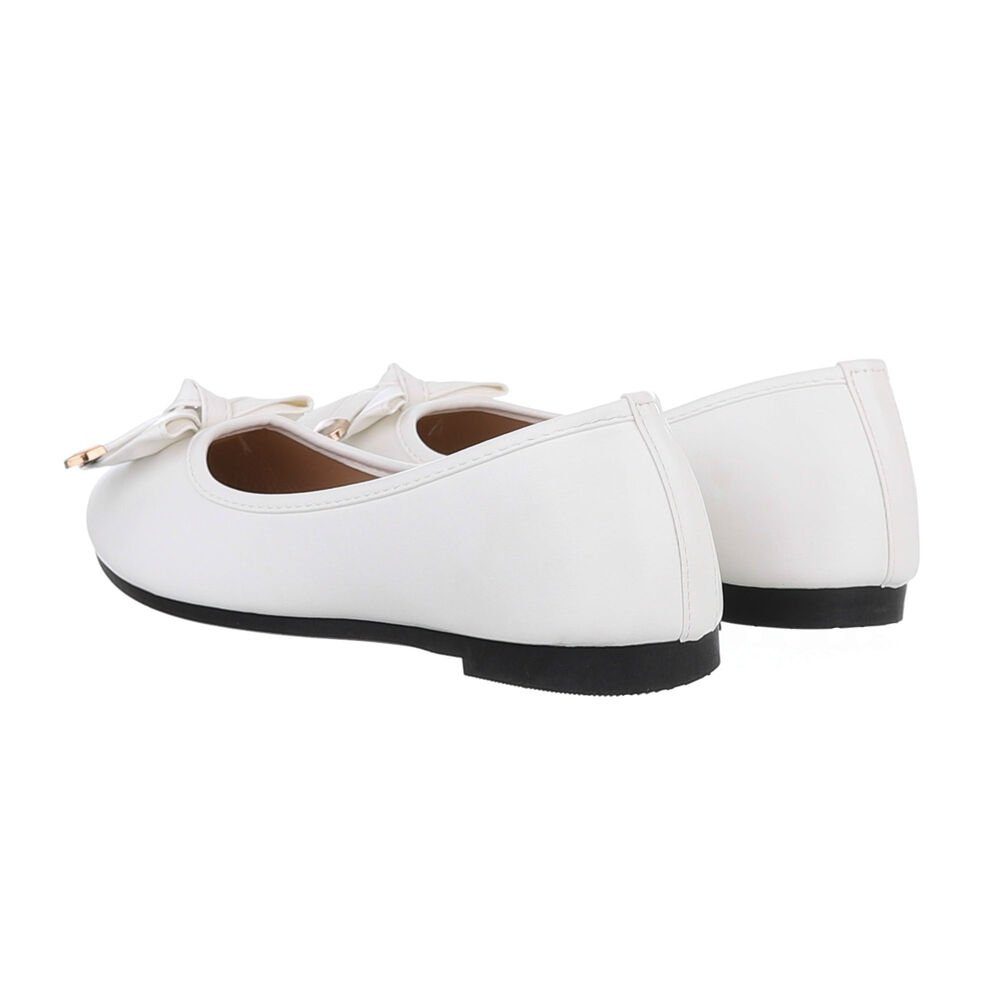 Ital-Design Damen Freizeit Ballerina (85894164) Blockabsatz Klassische Ballerinas in Weiß