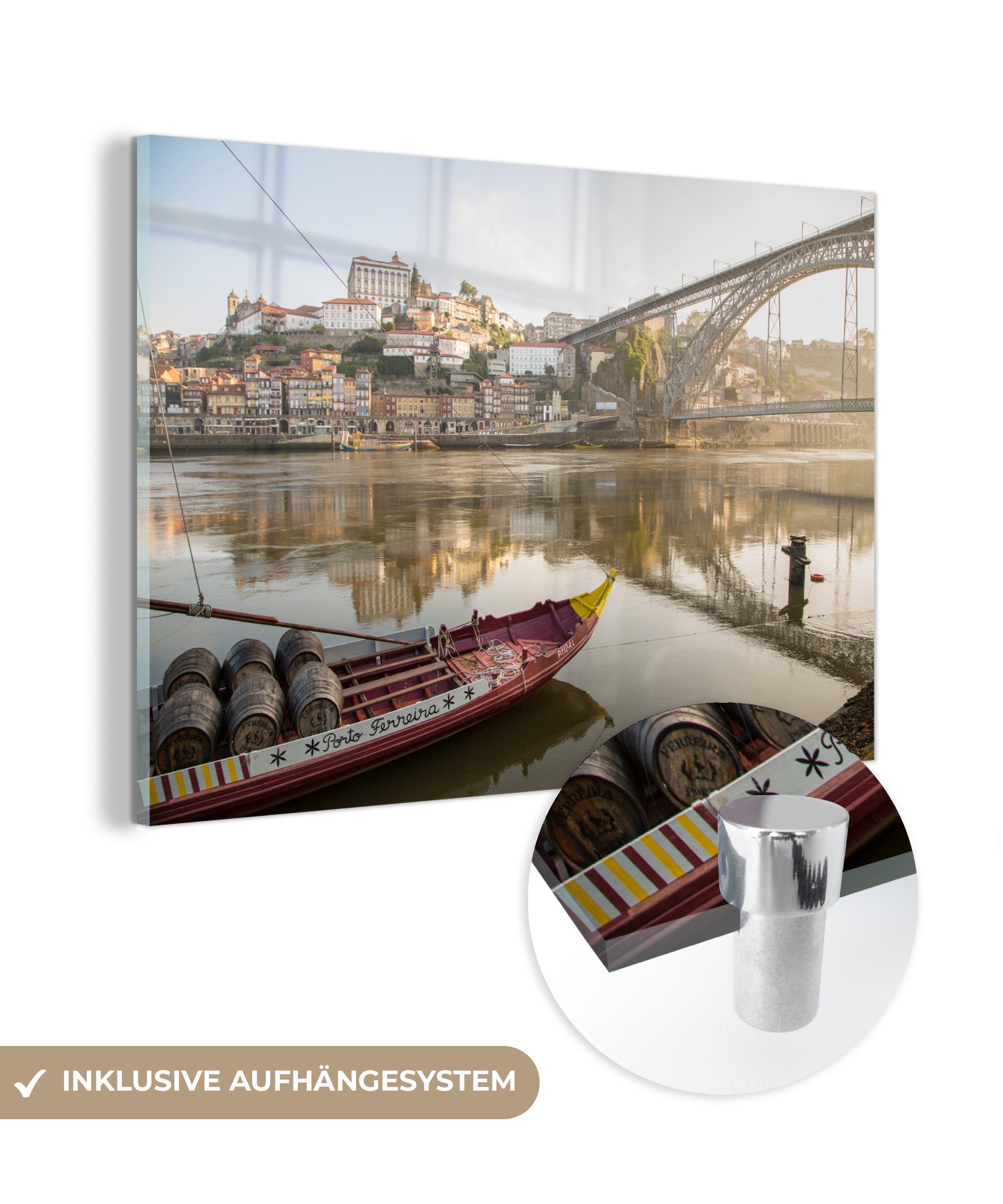 MuchoWow Acrylglasbild Boot - Portugal - Wasser, (1 St), Acrylglasbilder Wohnzimmer & Schlafzimmer