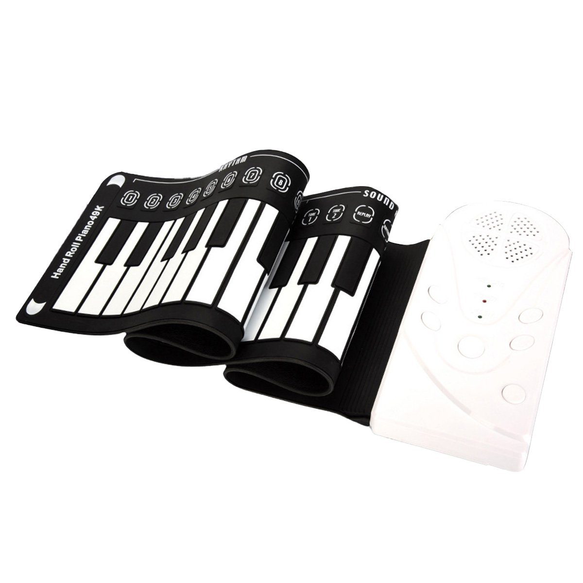 yozhiqu Digitalpiano 49-Tasten-Handrollklavier mit Trompete - Tragbares faltbares Keyboard, Kompakte Größe, einfach zu transportieren, ideal für Anfänger