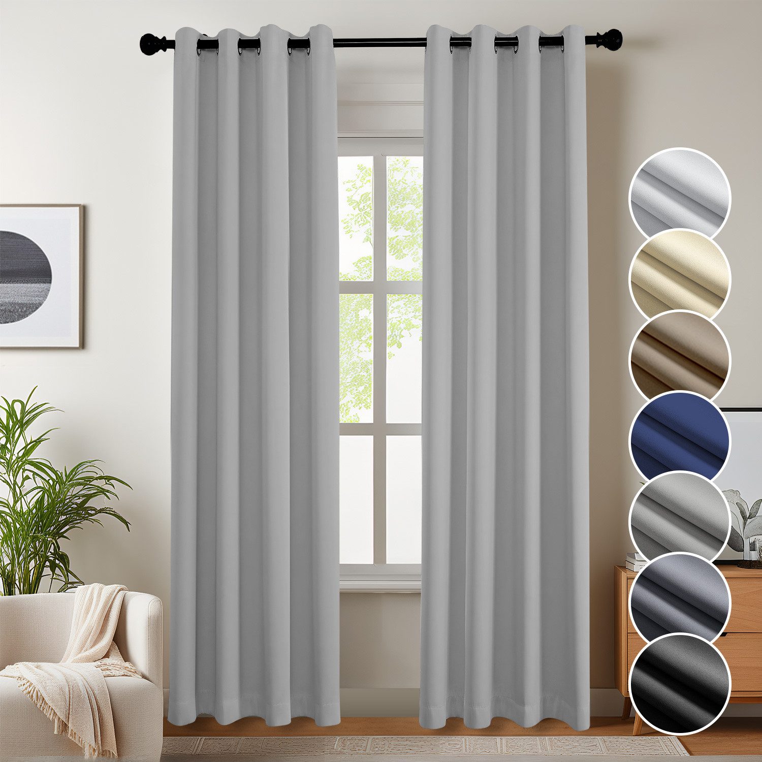 Simloveve Vorhang Gardinen Wärmeisolierende Schlafzimmer Blackout Curtain Lärmschutz (2 St), Ösen, blickdicht, Polyester, Höhe 145/175/225/245cm,2er-set Thermovorhang Verdunkelung Super Dicke