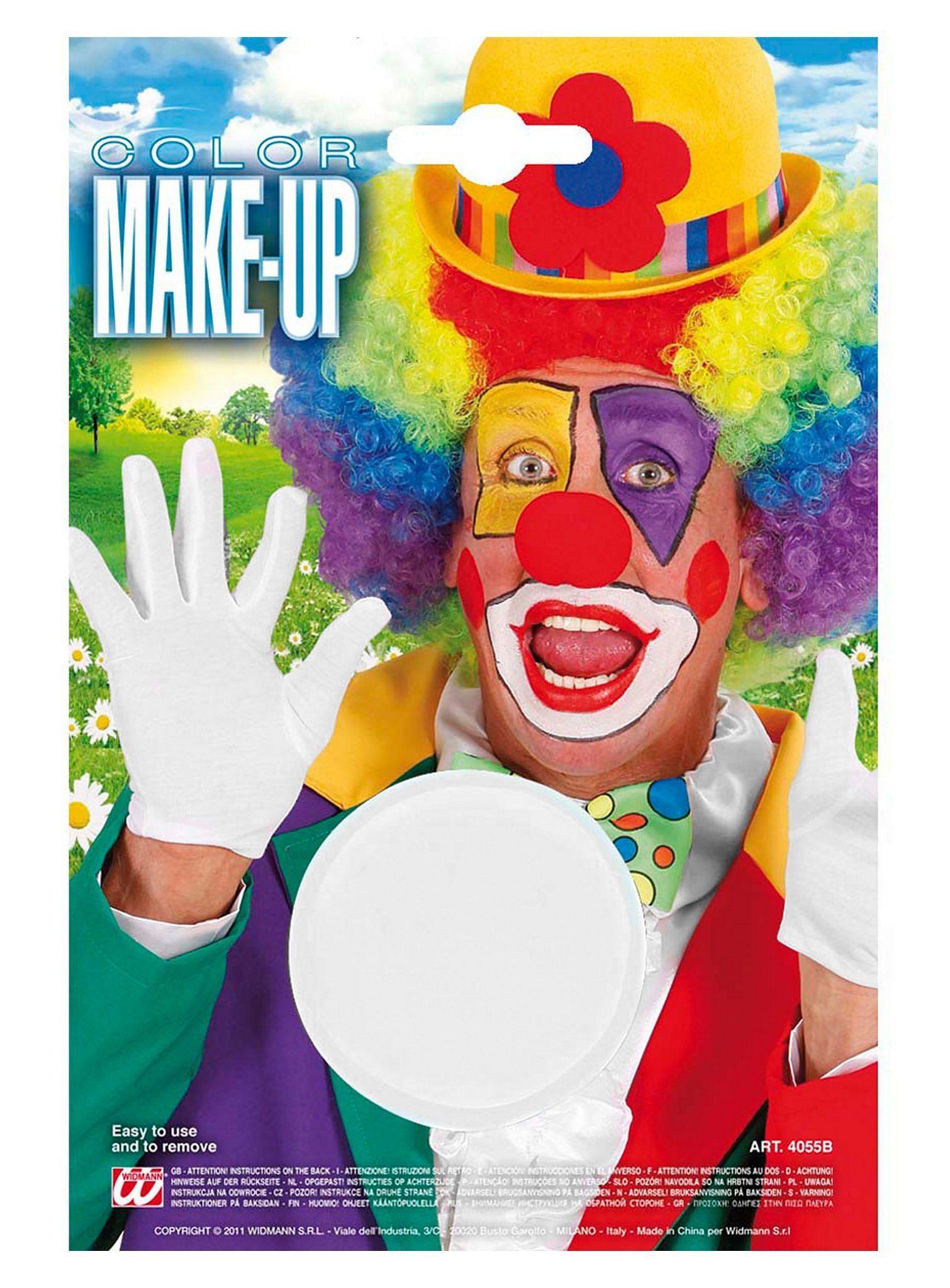 Fun World Theaterschminke Make-Up Grundierung weiß - Fasching Clown Schminke, Weiße Grundierungsschminke in runder Schminkdose