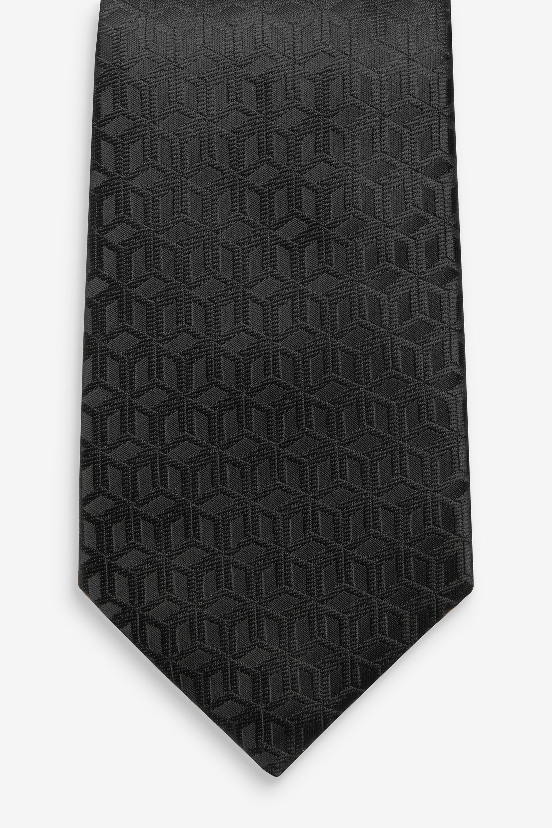 N (1-St) Black Krawatte Gemusterte Krawatte Logo Next