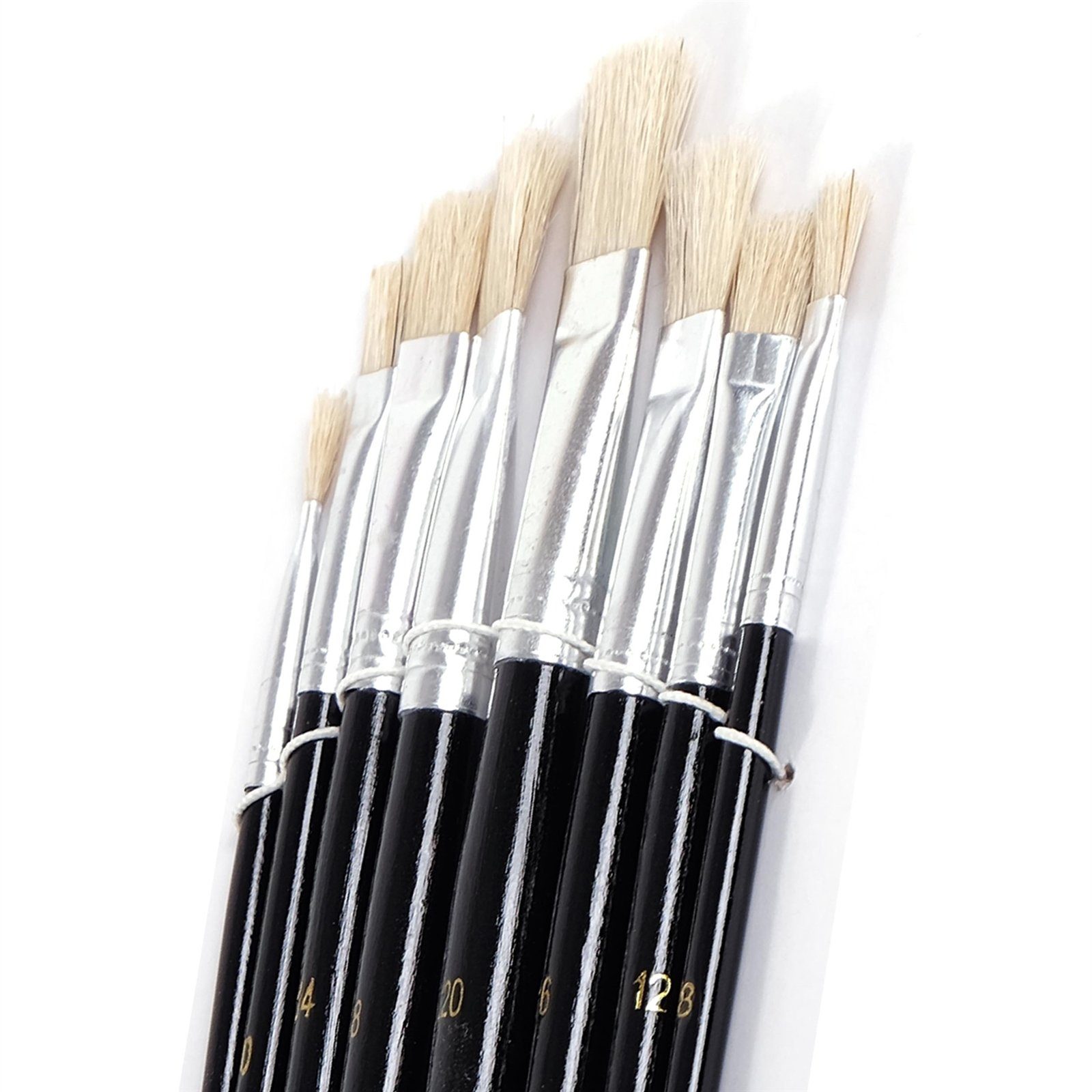 Art Star Pinsel 8 tlg. Malpinsel Set, eckig, Aluminium, versch. Größen, Naturhaar