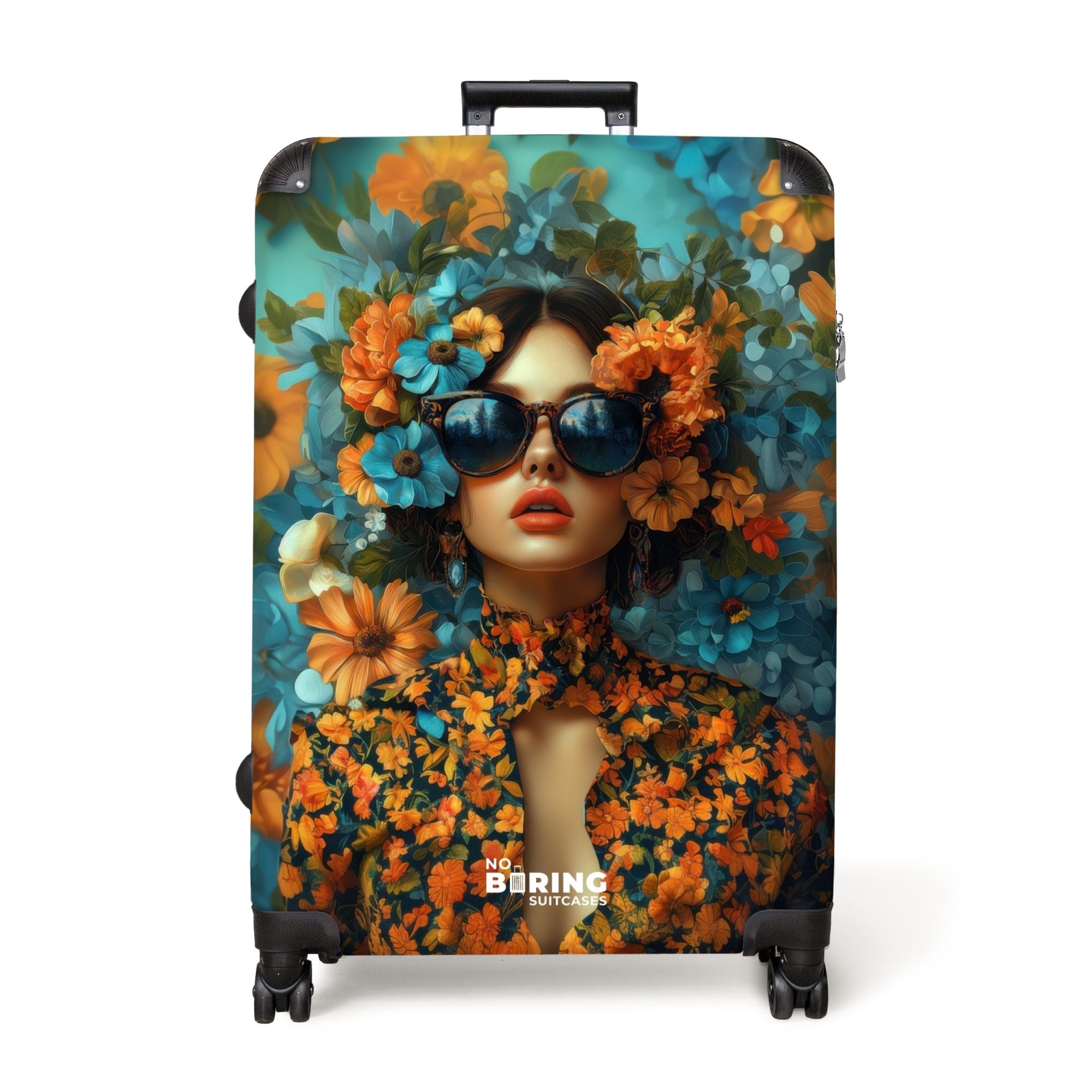 NoBoringSuitcases.com© Hartschalen-Trolley Frau mit Blumen und günstig online kaufen