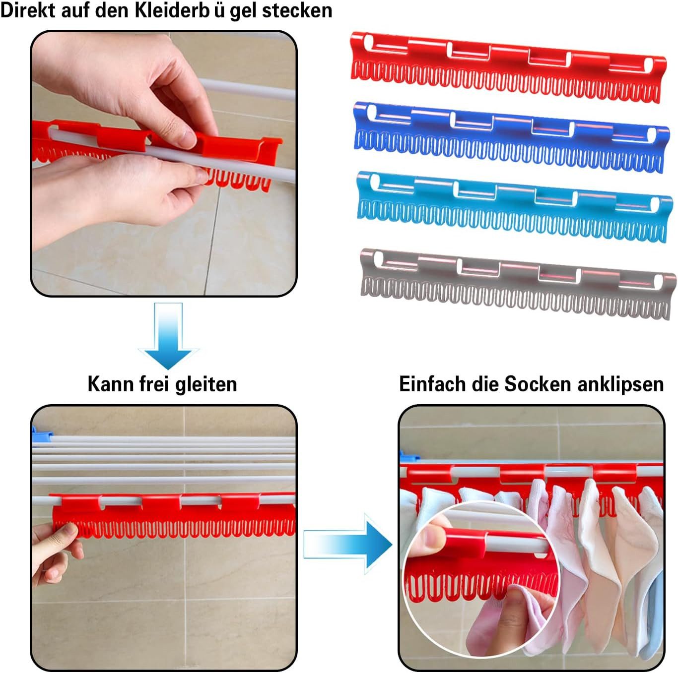 FELIXLEO Sockenklammer 4 Stück Sockentrockner Wäscheständer, Winddicht, für kleine Kleidung,(1-St) – Bild 4 von 5
