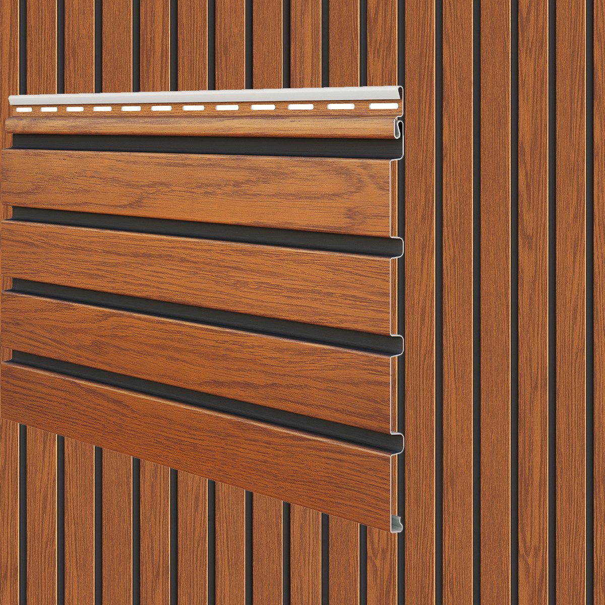 Vox Verkleidungspaneel Canadian Siding SXP-06 Max 3 Fronto V-Black 2,95m St. 0,74qm goldbraun, BxL: 28,5x295 cm, 0,963 qm, (Stückweise 1 Paneel, 0,963 qm) MAX3 besonders stoßfest, pflegeleicht, abwaschbar, Leichtgewicht