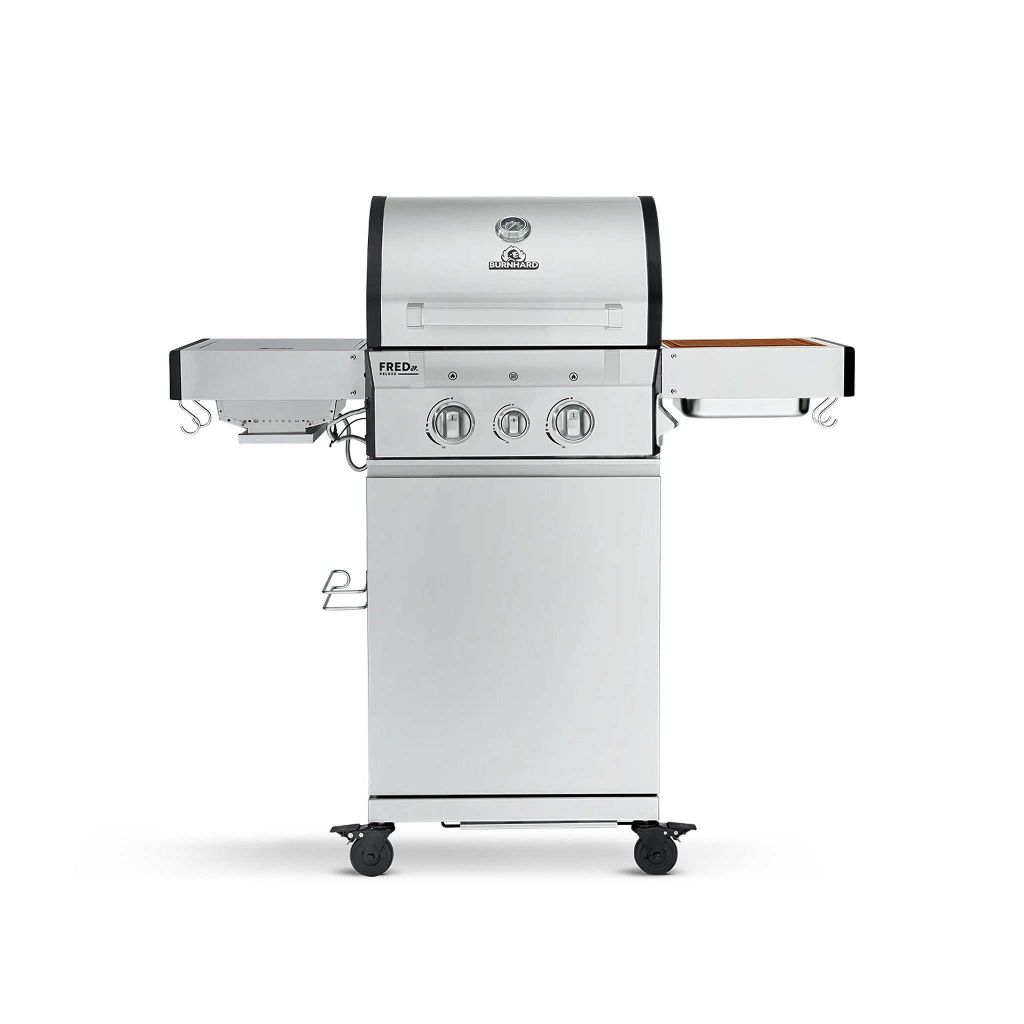 BURNHARD® Gasgrill FRED Jr., 2-Brenner Gasgrill, Deluxe - Series 3, Series 3, 10,5 kW Gusseisenrost, Deluxe Edelstahl