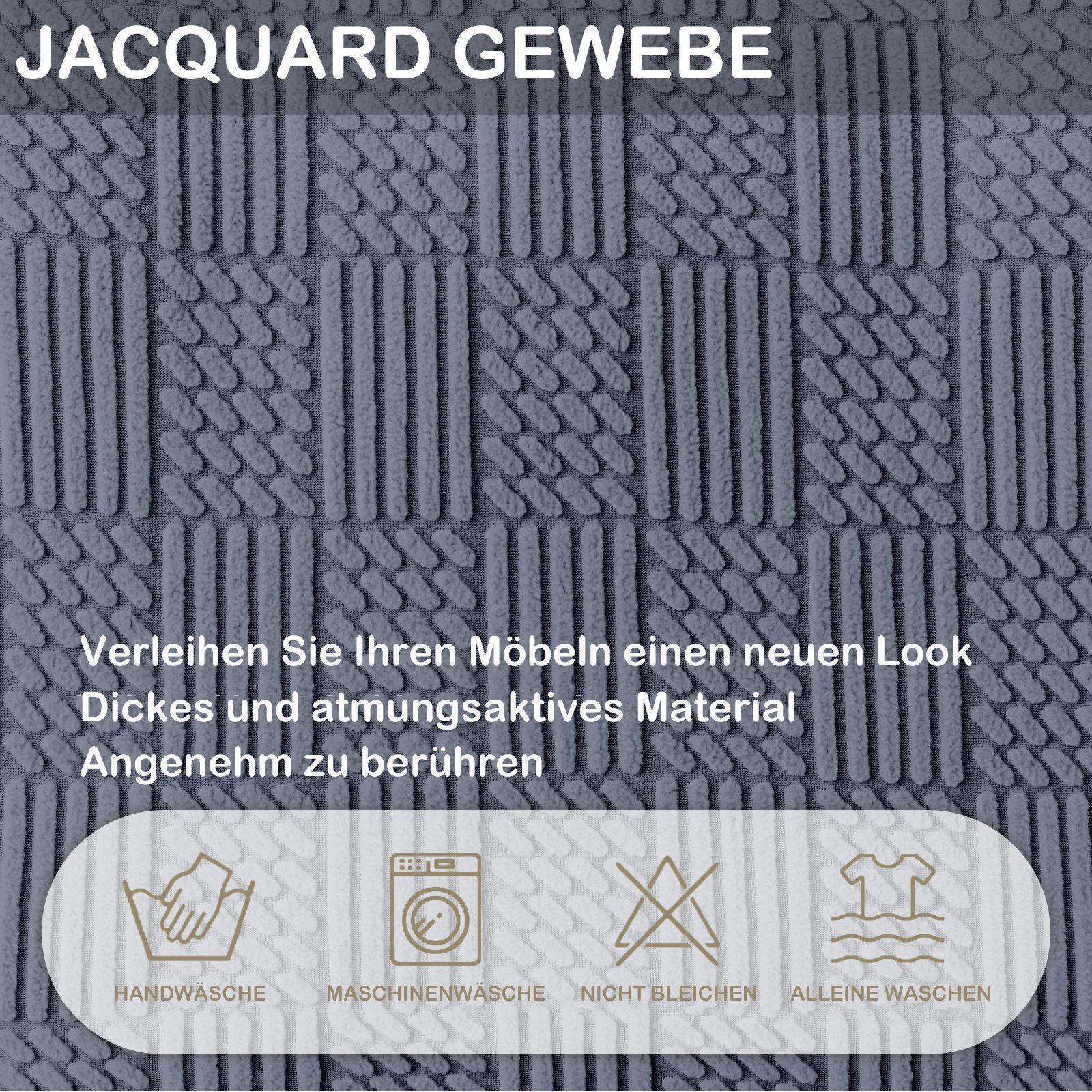 Jacquard, Lounge für Stretch, Deko, Recliner Rosnek Seitentasche, Dunkelgrau Chaise Stuhlhusse