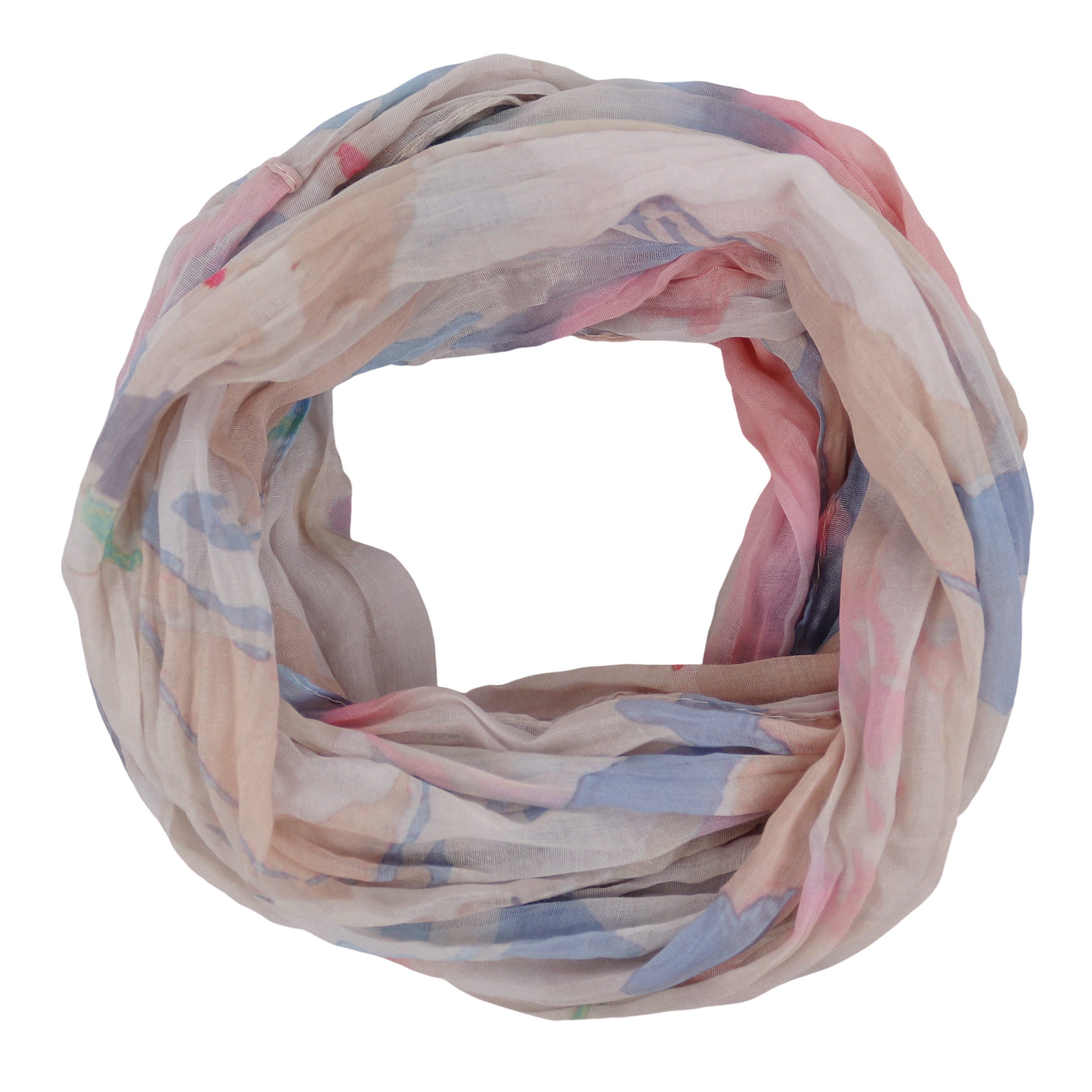 MIRROSI Loop Damen Schal mit Bunt-Muster Weich, Schlauchschal, (zweimal um den hals wickelbar, ca.45x75cm), Damen Halstuch ideal für Frühling, Sommer oder Herbst