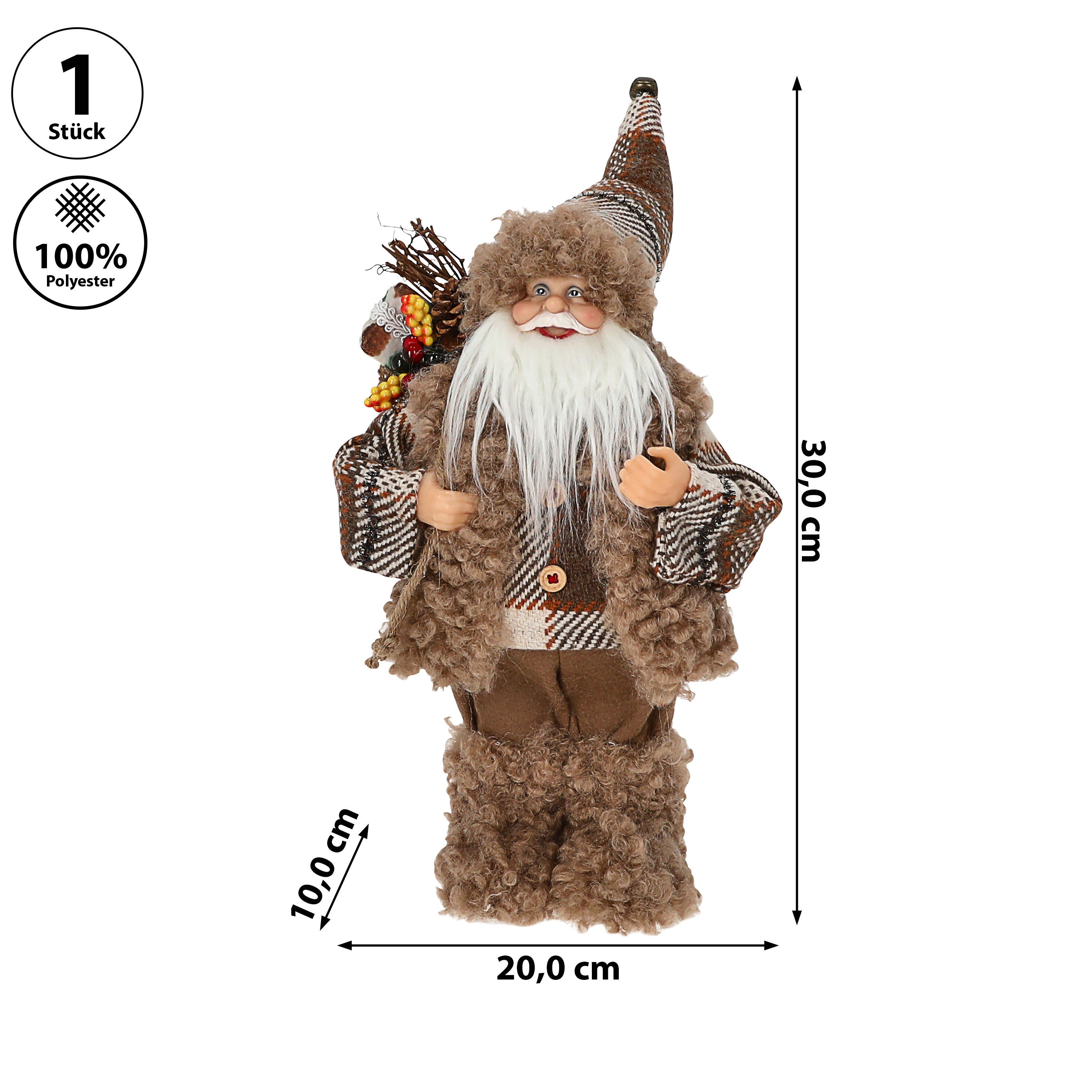 CEPEWA Weihnachtsfigur Weihnachtsmann Figur mit Bündel braun 20x30x10cm PES günstig online kaufen