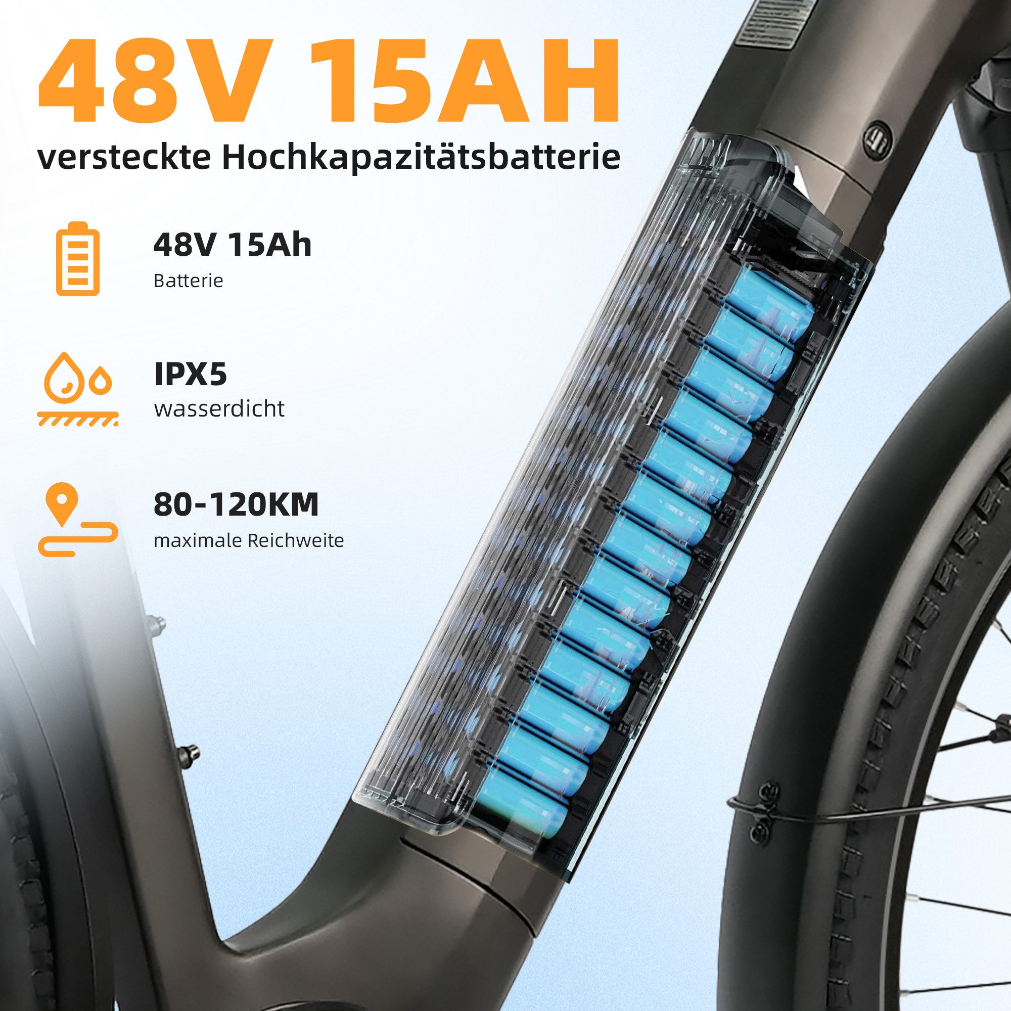 TTGO E-Bike Cityrad 28 Zoll, 70Nm, Drehmomentsensor, max. 120km, Federsattelstütze, 7 Gang SHIMANO, Kettenschaltung, Heckmotor, 720 Wh, 5 Stufen, Farbdisplay, E – Bild 5 von 5