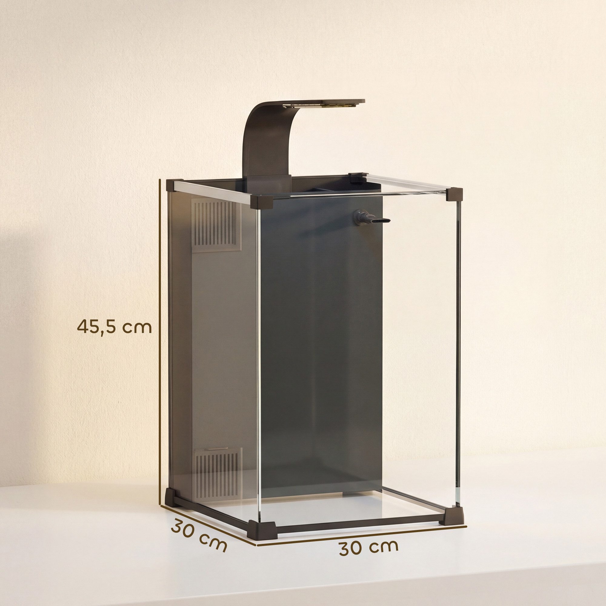 PawHut Aquarium 36L Fischtank mit LED-Beleuchtung Filtersystem Pumpe Zirkulation, für Fische & Pflanzen 30 x 30 x 45,5 cm Schwarz