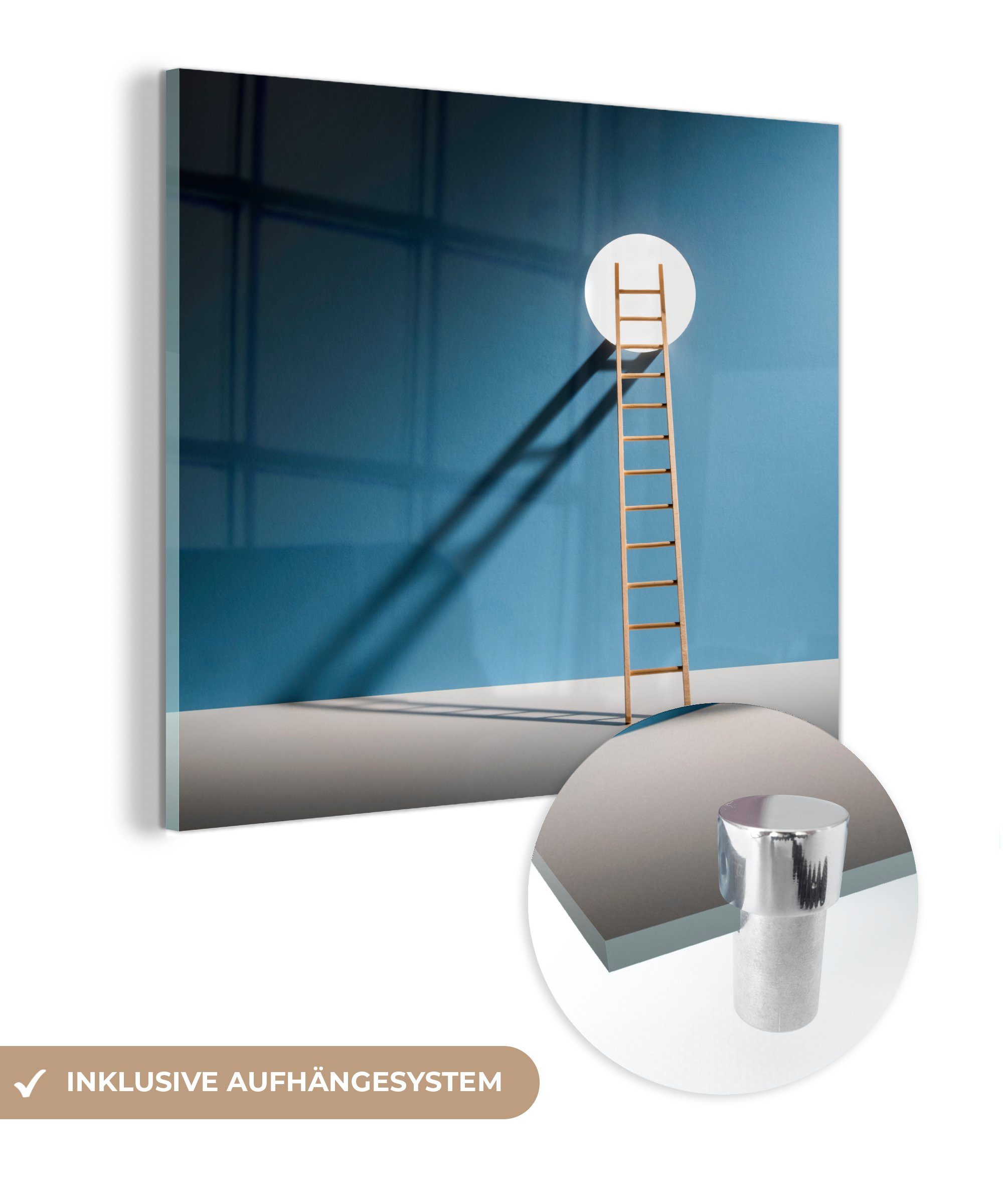 MuchoWow Acrylglasbild Ein Durchgang über eine Leiter auf die andere Seite, (1 St), Glasbilder - Bilder auf Glas Wandbild - Foto auf Glas - Wanddekoration